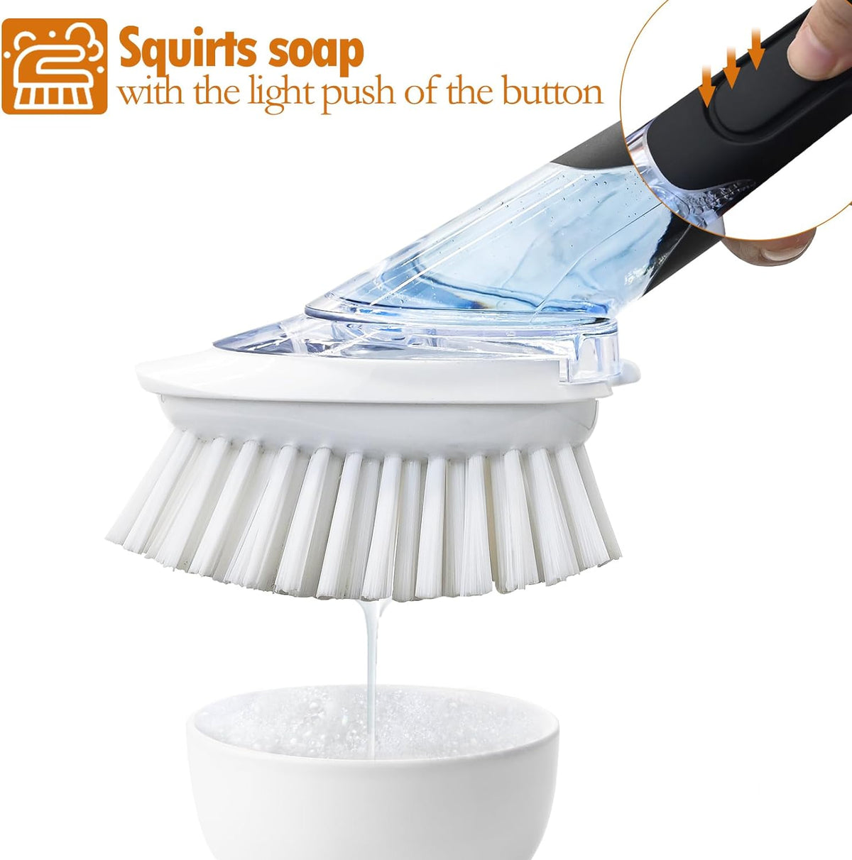 RIMAY Soap Dispensing Dish Brush Set with 2 Brush Refills and Holder