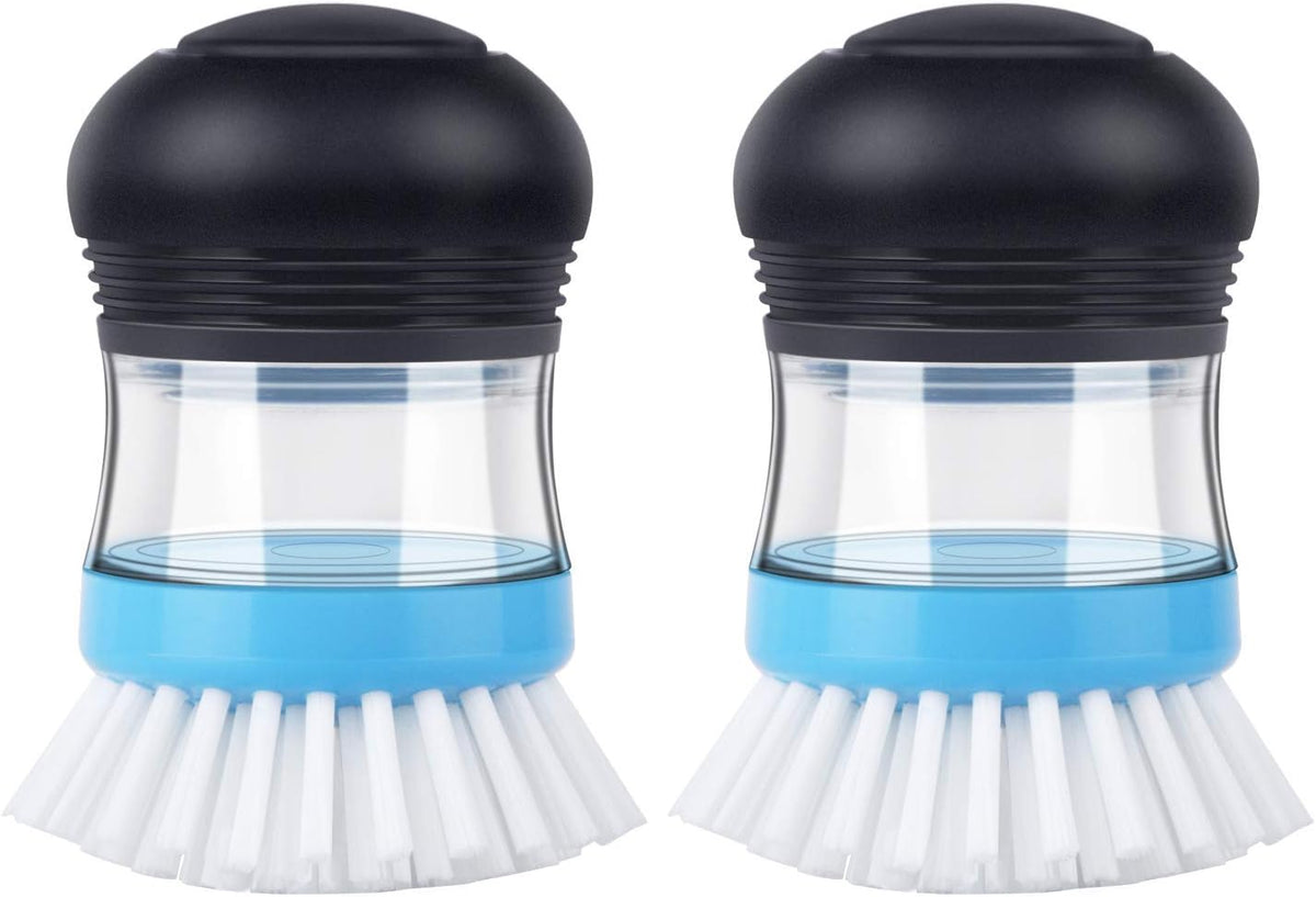 MR.SIGA Soap Dispensing Palm Brush, 2 Pack, Navy/Blue