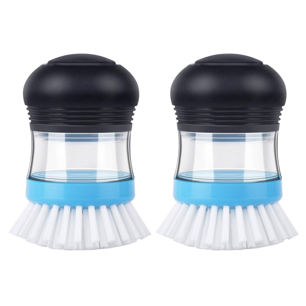 MR.SIGA Soap Dispensing Palm Brush, 2 Pack, Navy/Blue