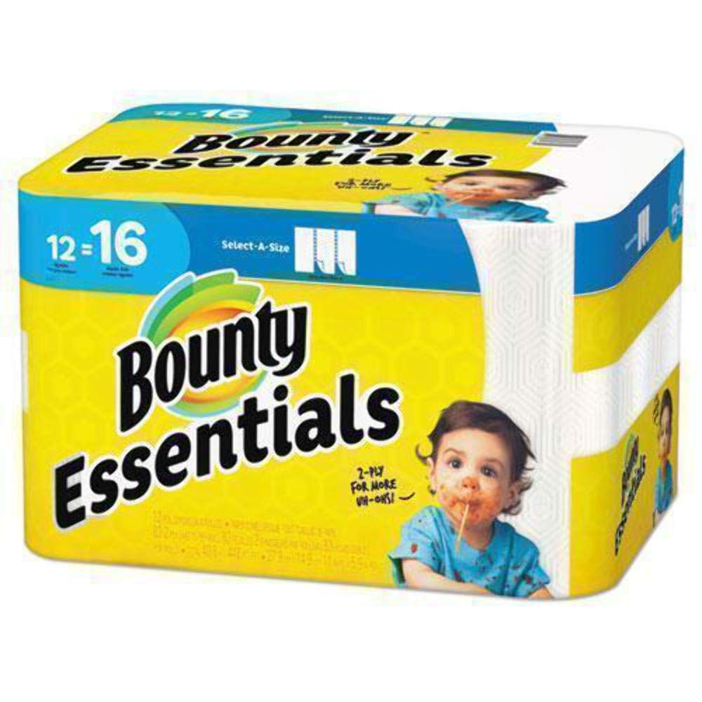 Bounty Essentials Select-A-Size Paper Towels, White, 6 Triple Rolls = 18 Regular Rolls
