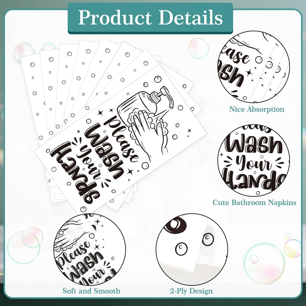 Disposable Hand Towels for Bathroom, 100 PCS Wash Your Hands Paper Napkins, Bathroom Etiquette Napkins Guest Disposable, Paper Towels Napkin for Powder Room Wedding Birthday Anniversary Baby Shower