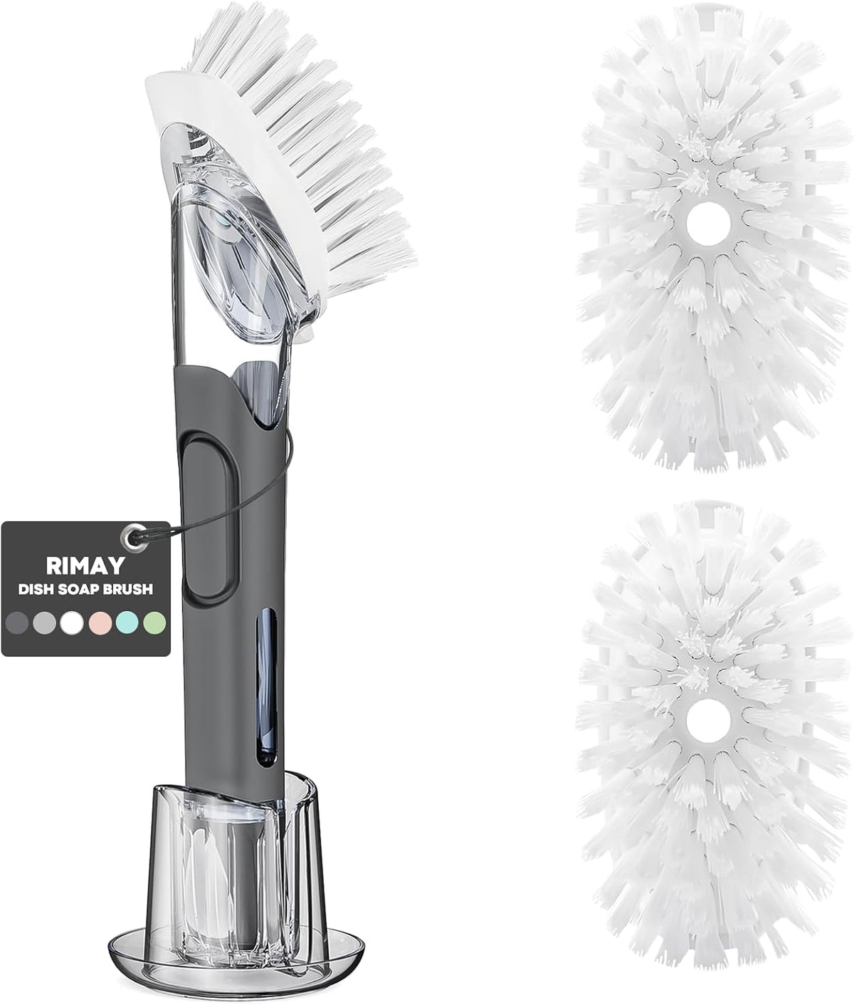 RIMAY Soap Dispensing Dish Brush Set with 2 Brush Refills and Holder