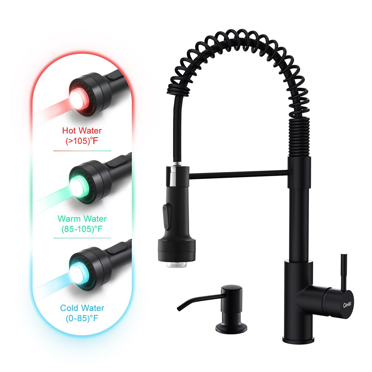 GIMILI Black Kitchen Faucet with Pull Down Sprayer