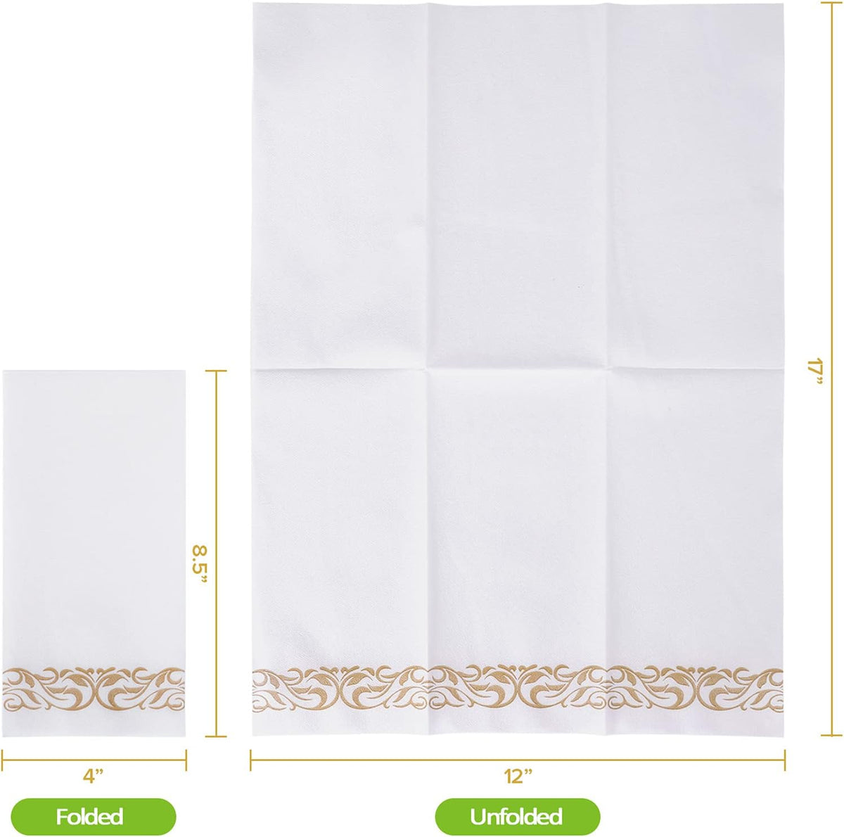 200Pack Guest Towels Disposable Bathroom, Paper Hand Towels, Gold