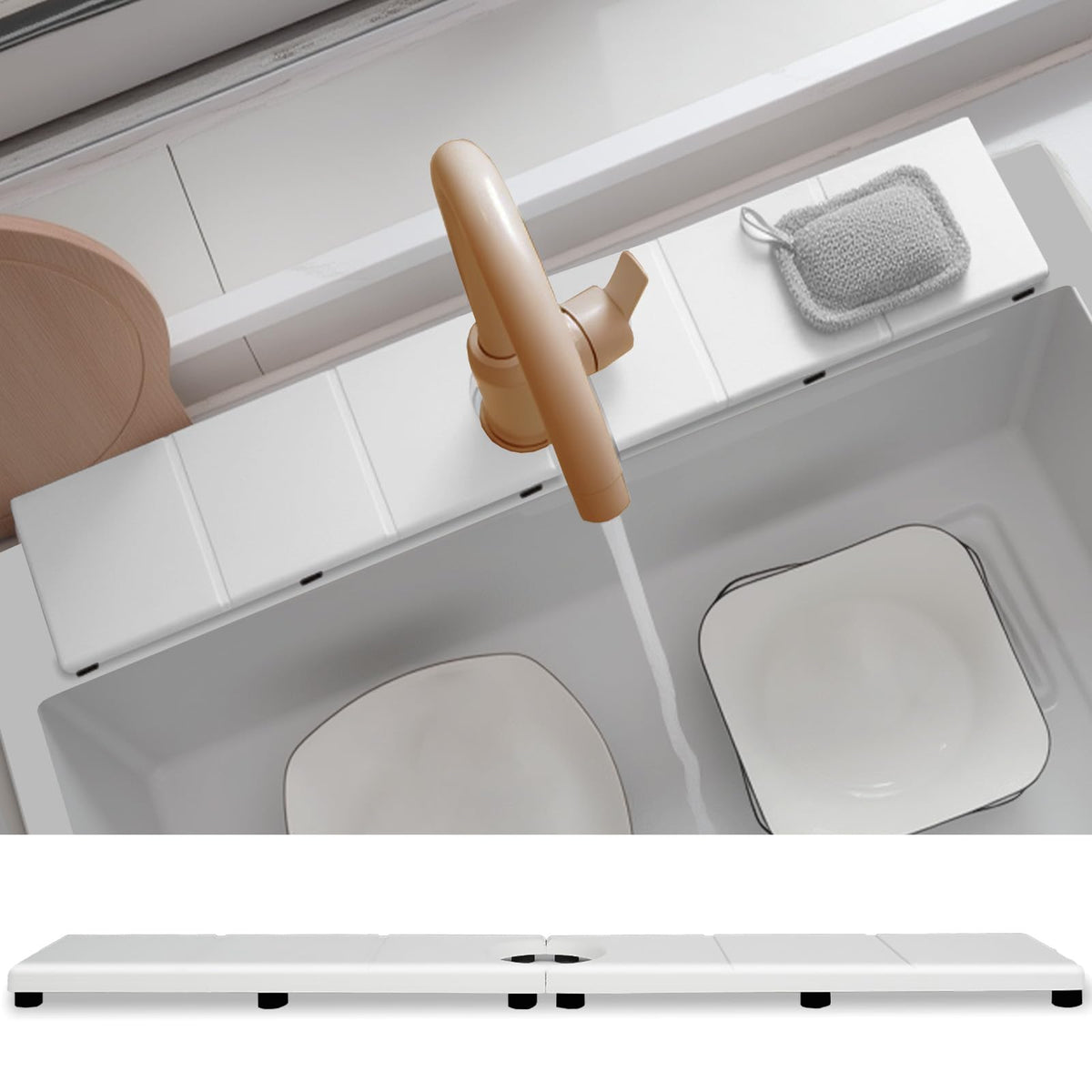 Fast Drying Stone Faucet Mat for Kitchen Sink with Raised Feet, Water Absorbent Diatomite Stone Sink Tray, Faucet Sink Splash Guard, Prevents Moisture Buildup, Durable Protector for Bathroom Counter