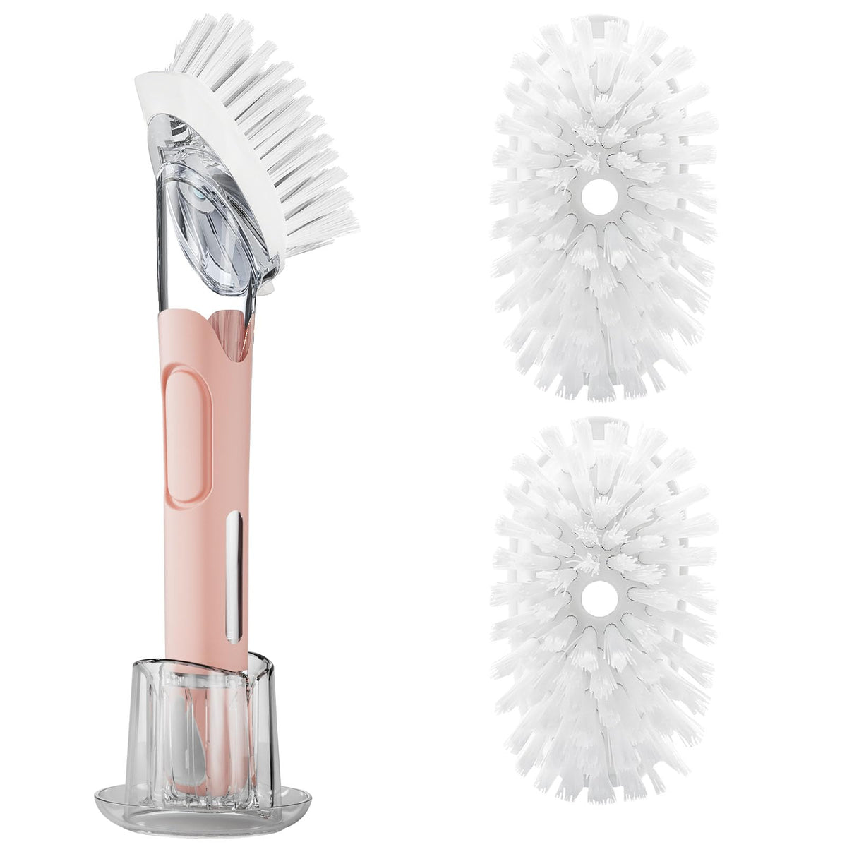 RIMAY Soap Dispensing Dish Brush Set with 2 Brush Refills and Holder