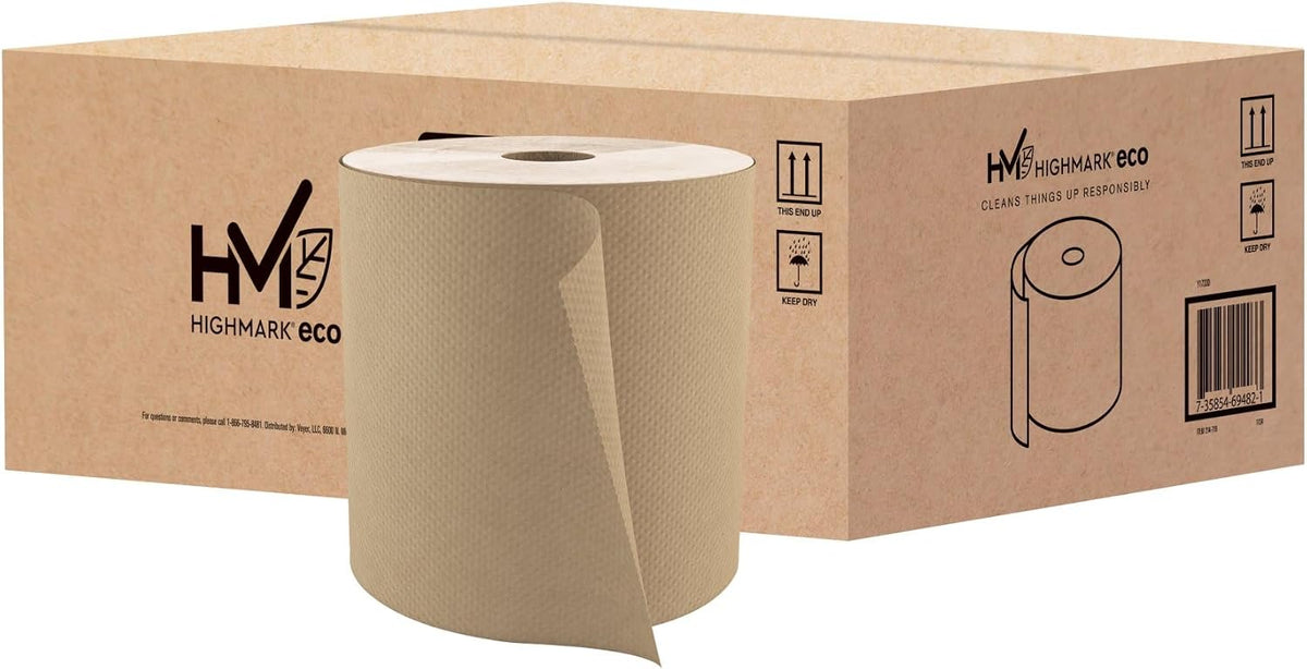 Highmark® Hardwound Paper Towels, 8" x 800', 100% Recycled, Natural, Case Of 6 Rolls