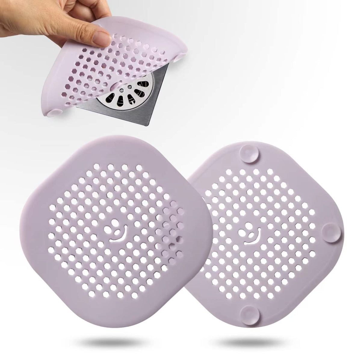 2 Pack Drain Hair Catcher Silicone Bathroom Accessories Shower Drain Protector Sink Drain Strainer Hair Stopper for Shower Kitchen Bathroom Tub Grey