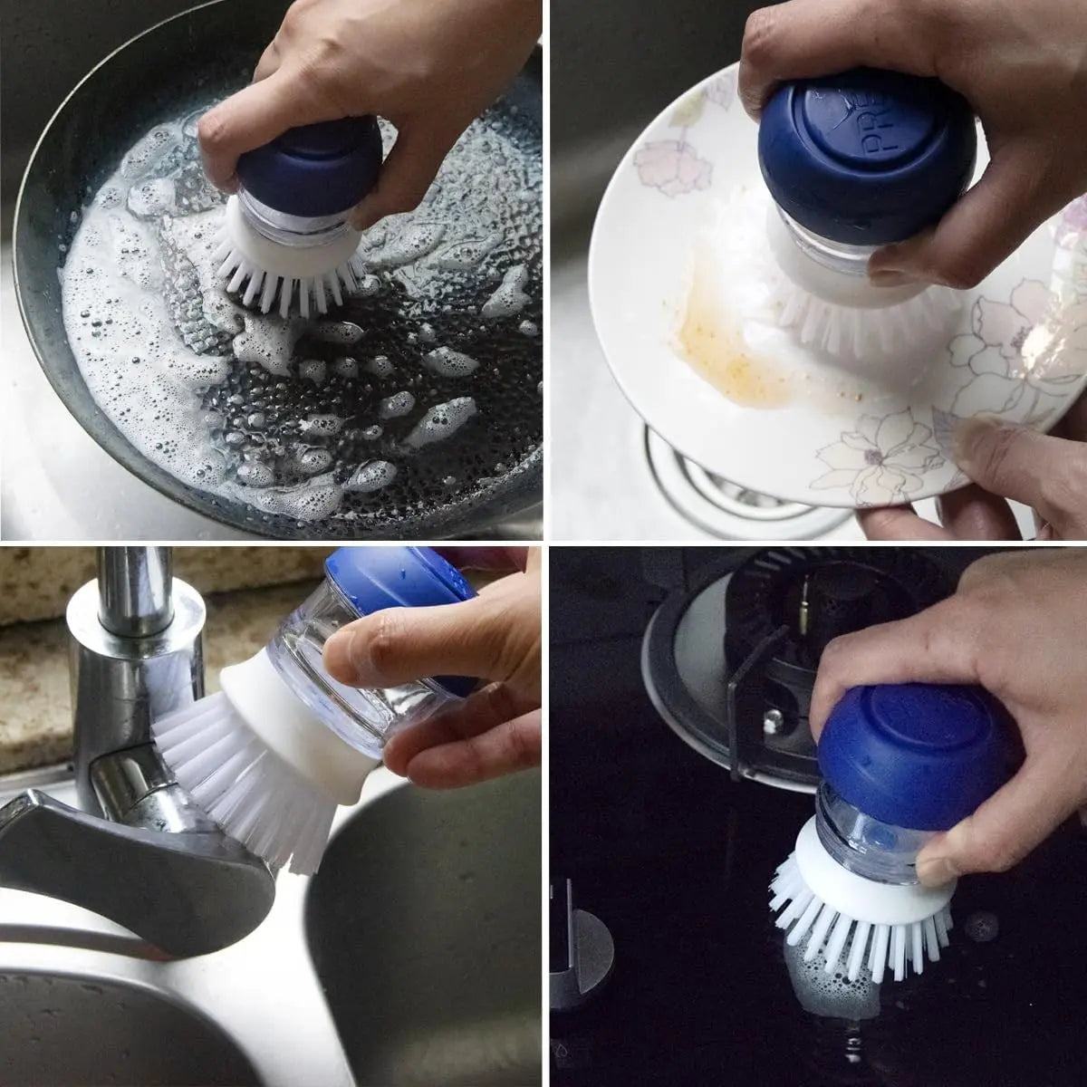 2 Pack Dish Brush with Soap Dispenser for Kitchen Cleaning, Dish Brush for Pots, Pans and Sink CleaningGift