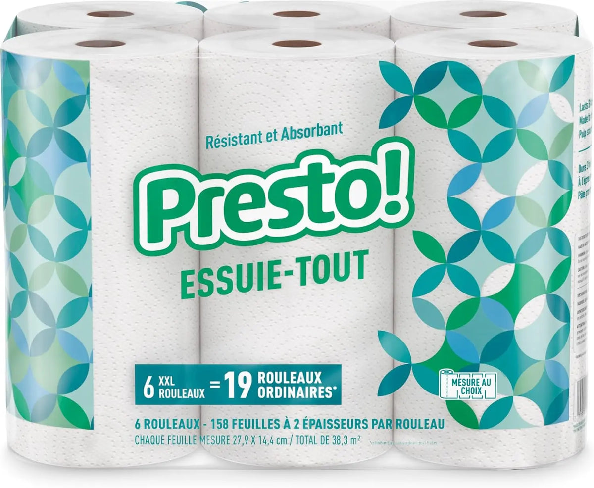 Ultra Absorbent Paper Towels, 12 Huge Rolls (38 Regular Rolls), Flex Size Kitchen Towels, White Household Cleaning Supplies