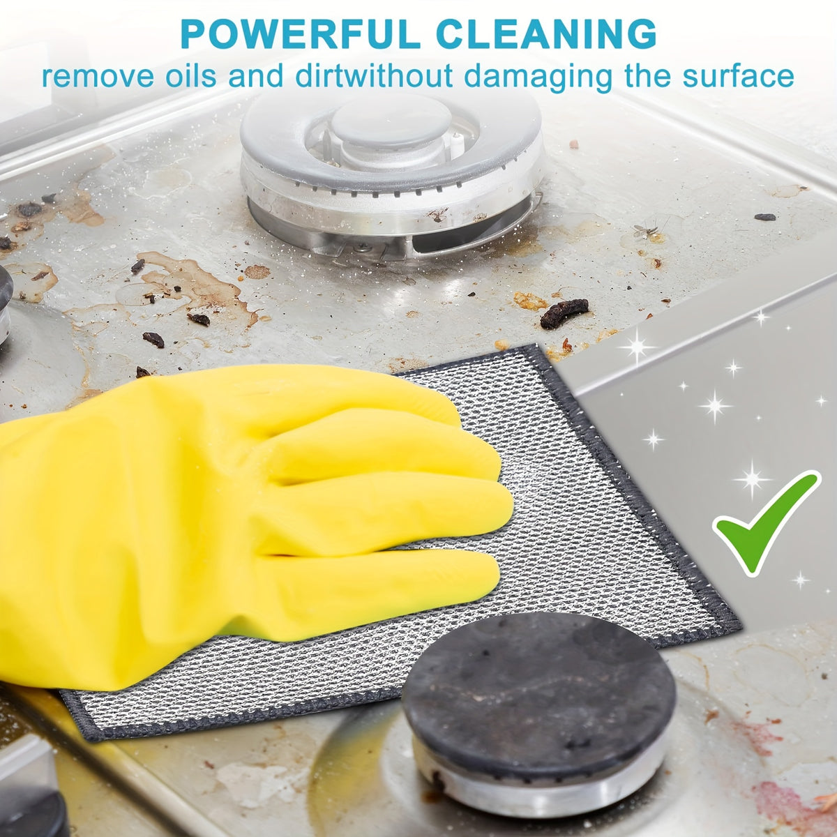 8/16/32pcs Magic Steel Cleaning Pads - Reusable Non-Scratch Scrub Pads for Kitchen, Bathroom, Stovetop & All Surfaces - Durable Polyester Multi-Purpose Scouring Pads, High-Quality Home Cleaning Supplies (8/16/32 Count), Kitchen Scrub Pads