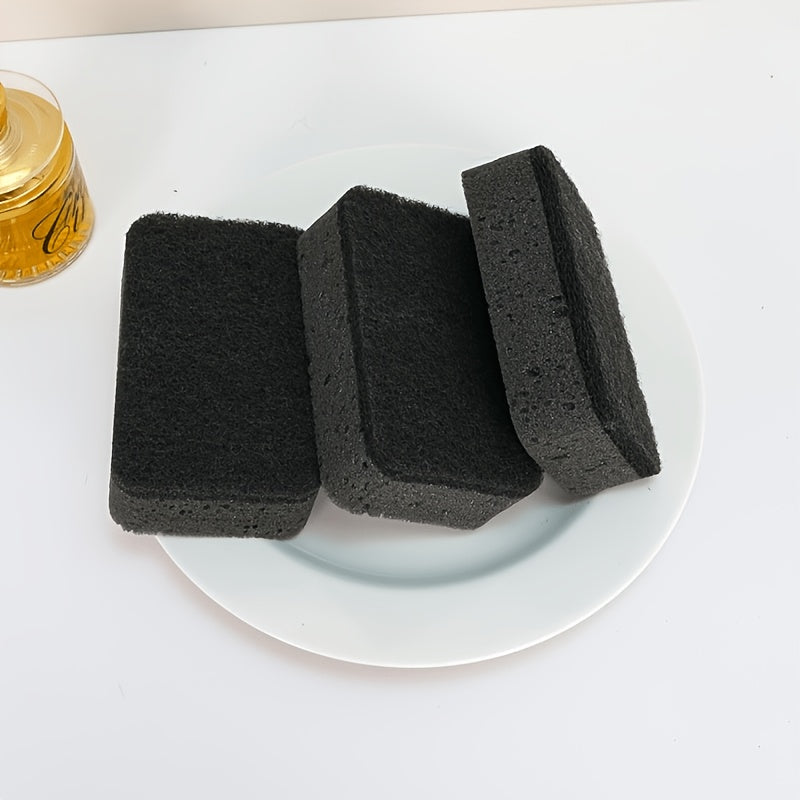 Black-Gray Rounded Corner Sponge Scrubber, Thickened High-Density, Non-Scratch for Pots and Dishes, Powerful Oil Stain Removal, Easy to Clean Without Leaving Residue, Multi-Functional and Durable Kitchen Cleaning Sponge for Washing Dishes and Pots