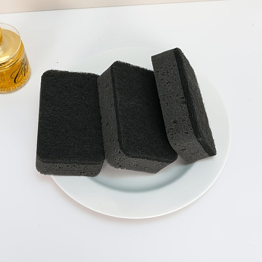 Black-Gray Rounded Corner Sponge Scrubber, Thickened High-Density, Non-Scratch for Pots and Dishes, Powerful Oil Stain Removal, Easy to Clean Without Leaving Residue, Multi-Functional and Durable Kitchen Cleaning Sponge for Washing Dishes and Pots