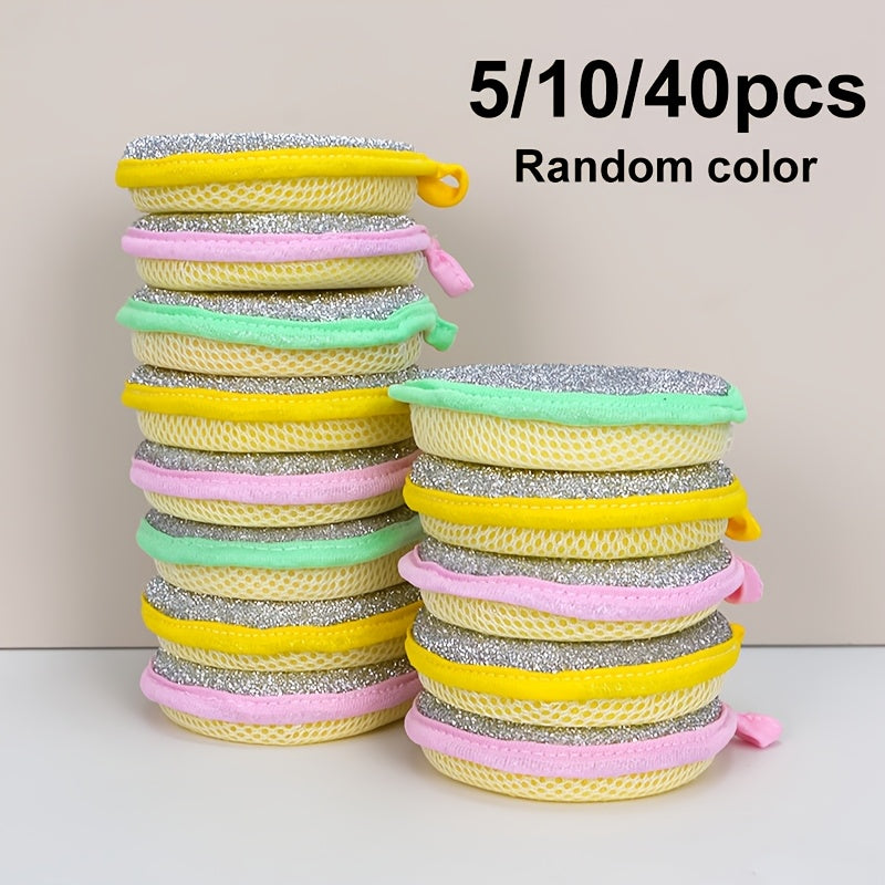 [Kitchen Cleaning Sponge] 5/10/40pcs Kitchen Cleaning Sponge Scrubber, Scouring Pad Dishcloth, Suitable for Cleaning Pots, Stoves, Sinks, Bowls, And Chopsticks. Colors Are Sent Randomly
