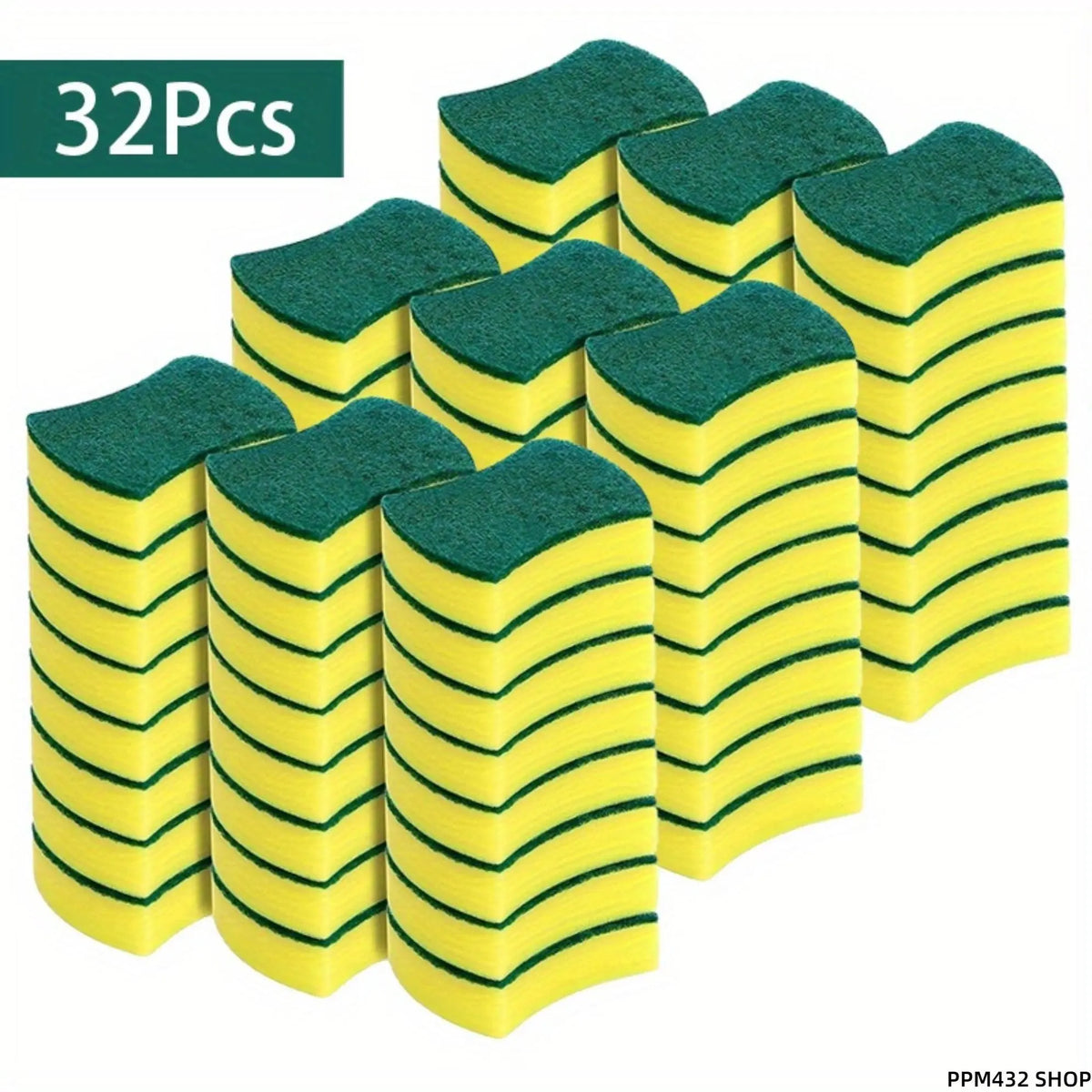 32 Pack Kitchen Cleaning Sponges and Dish Cloths, Non Scratch Scrub Pads for Dishes and Cookware, Multi Surface Dishwashing Supplies for Pots, Pans, Plates and Everyday Home Kitchen Cleaning