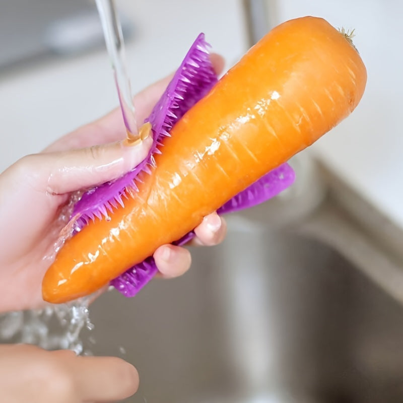 1 Durable Bendable Vegetable and Fruit Cleaning Brush - Flexible Scrubbing Head, Non-Toxic Food-Grade Plastic Manual Kitchen Brush, Suitable for Efficient Ingredient Processing and Dishwashing - Ideal for Home Cooking and Professional Kitchens, Easy