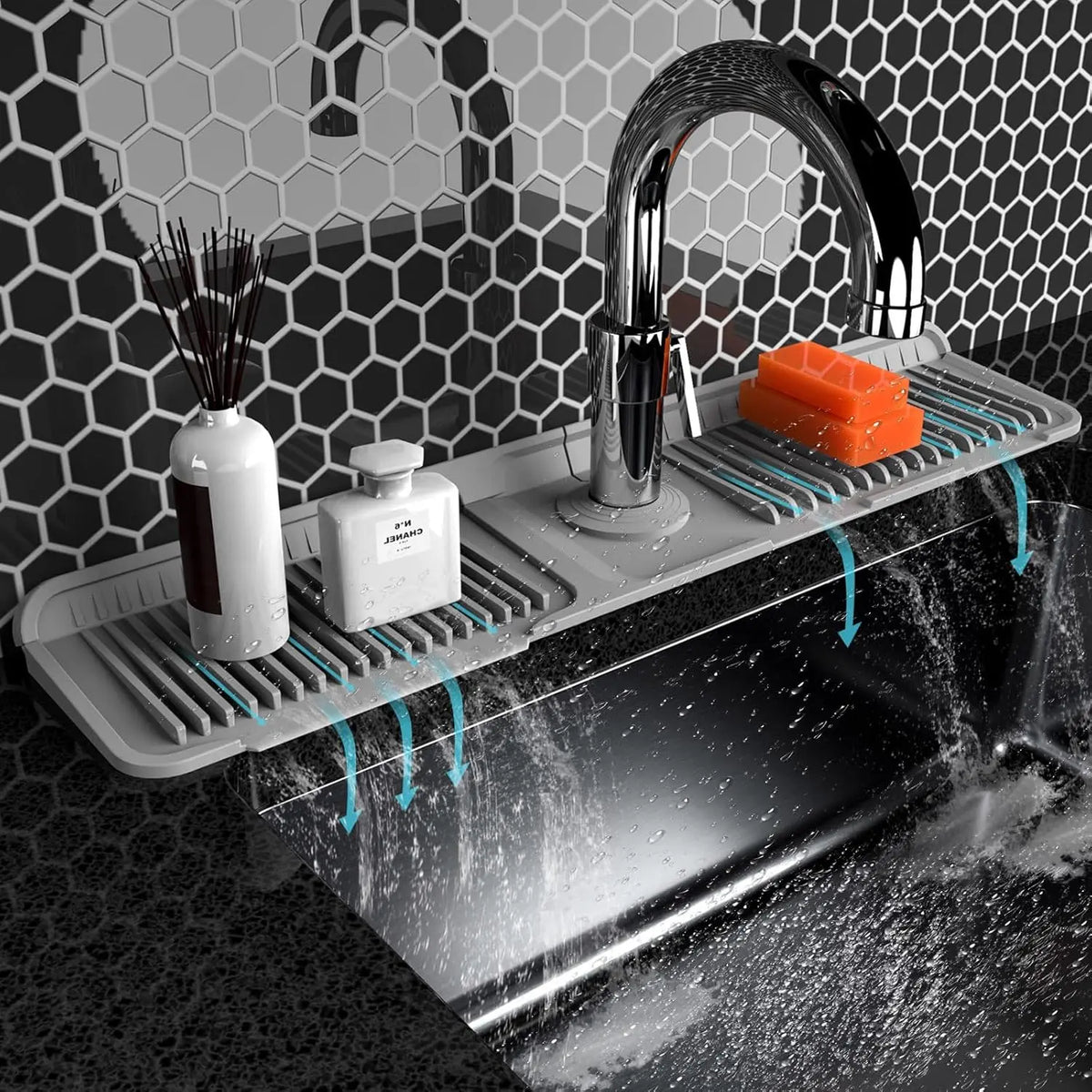 【Various pack】Sink Faucet Mat for Kitchen &Bathroom,Silicone Folding Splash Guard,Draining Mat with Button Lock,moistureproof mat for bath,Sink Accessories for Kitchen