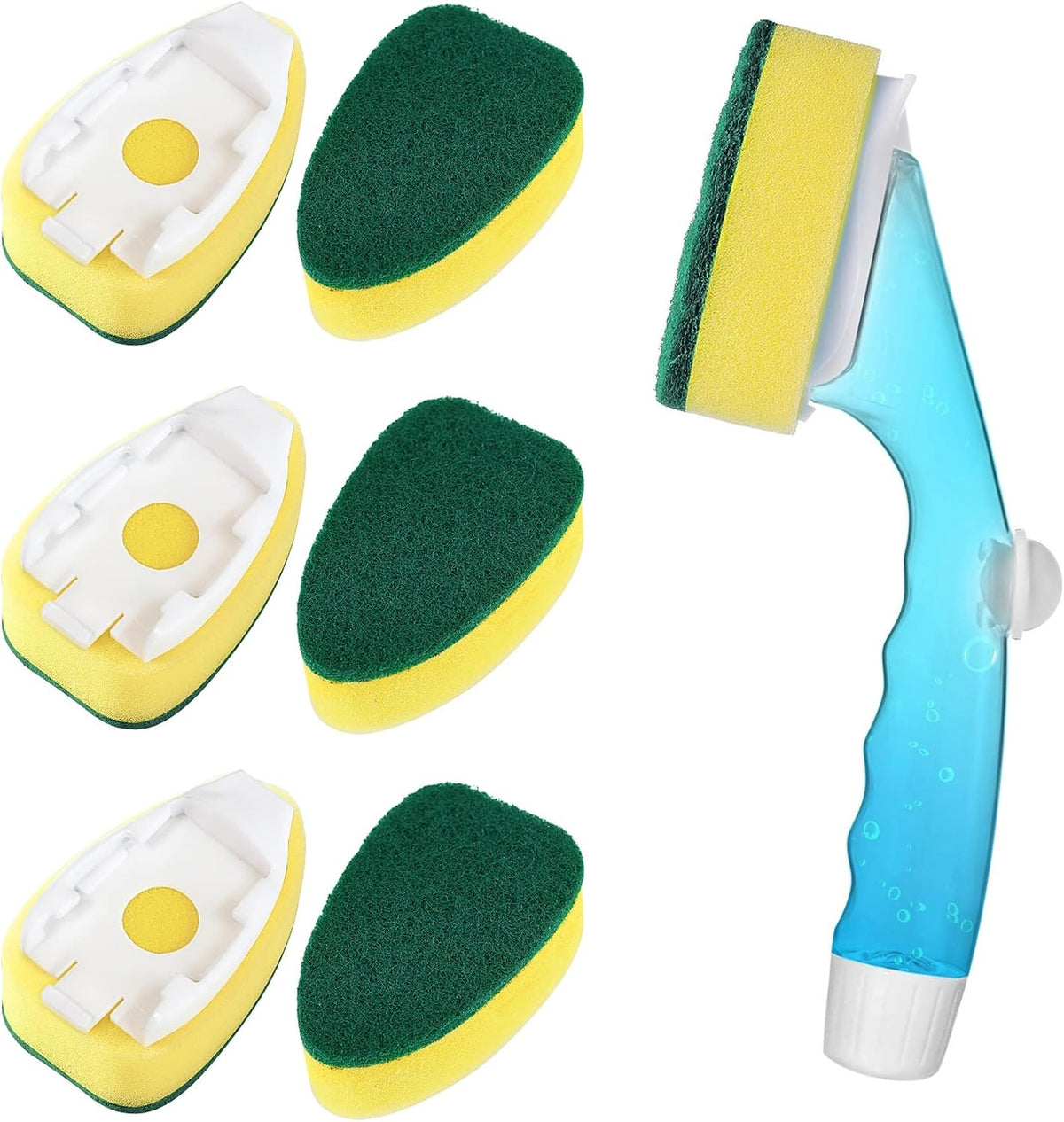 Dishwand Refills with Handle, Dish Wand Refill Replacement Sponge Head 6Pcs