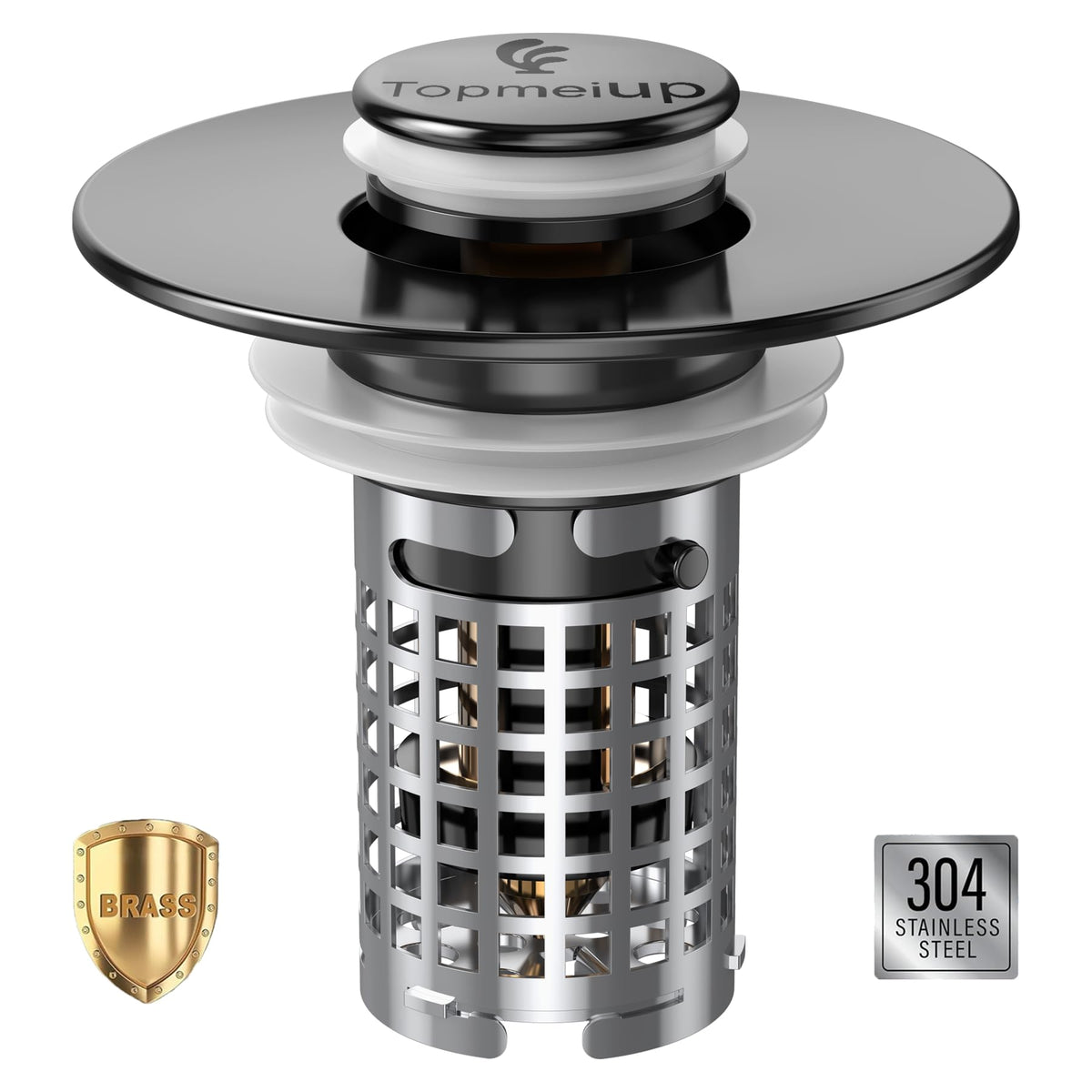 Bathroom Sink Drain Strainer,(2PCS) Pop-up Sink Drain Strainer with Removable Stainless Steel Strainer Basket Hair Catcher, Bathroom Sink Strainer for Bathroom Sink Stopper Replacement