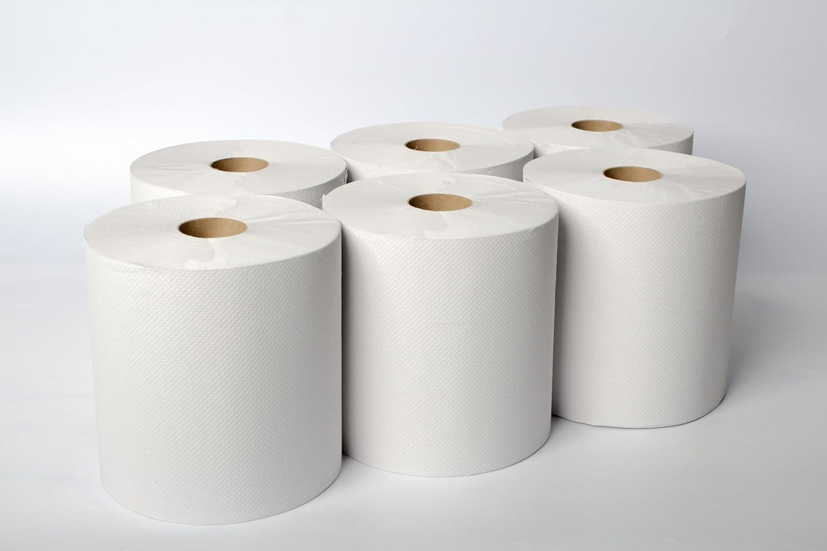 Karat Commercial Paper Towel Rolls, Absorbent & Sturdy for High Traffic Areas, White (Pack of 6)