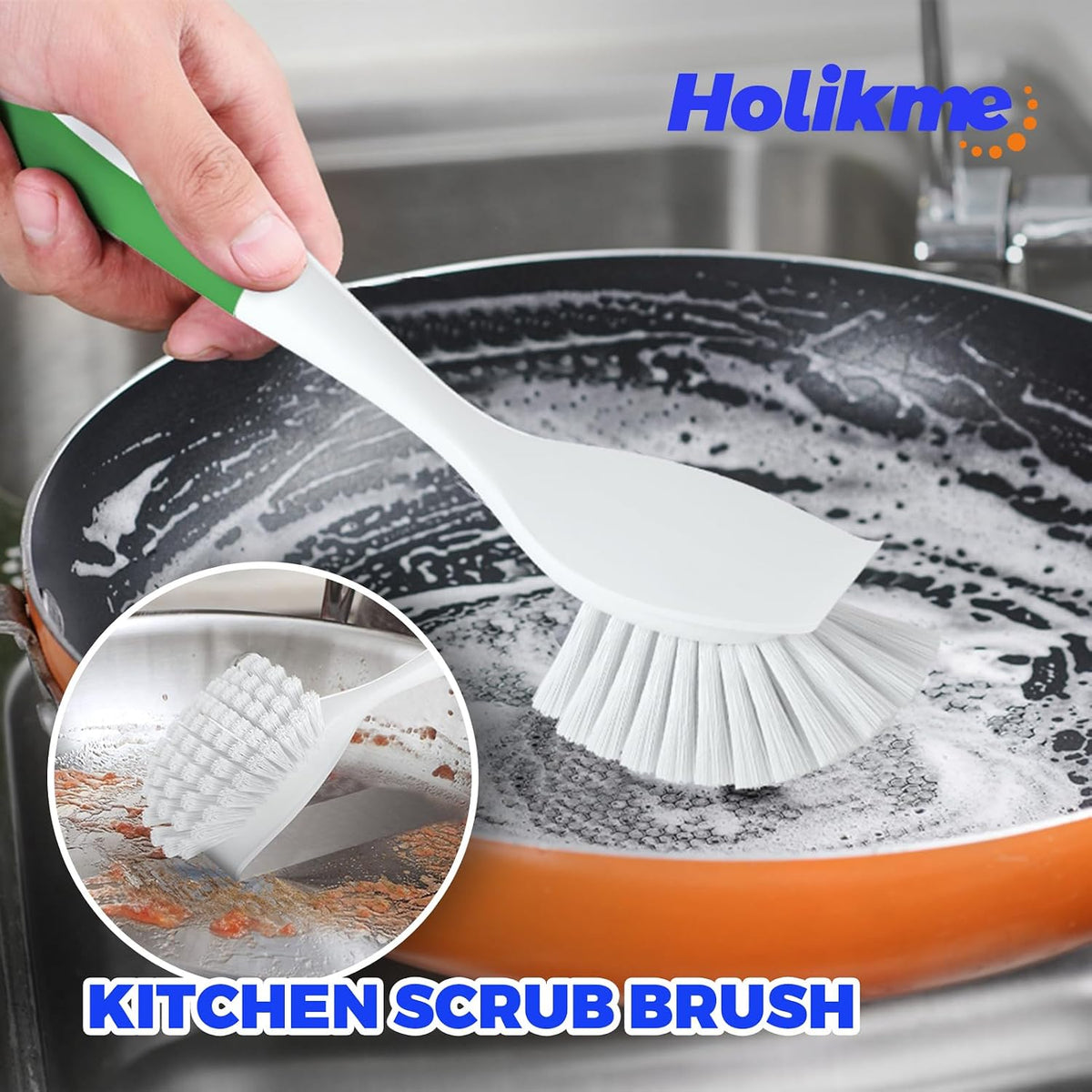 Holikme Dish Brush Cleaning Brush Set for Cleaning Groove Gap,Green
