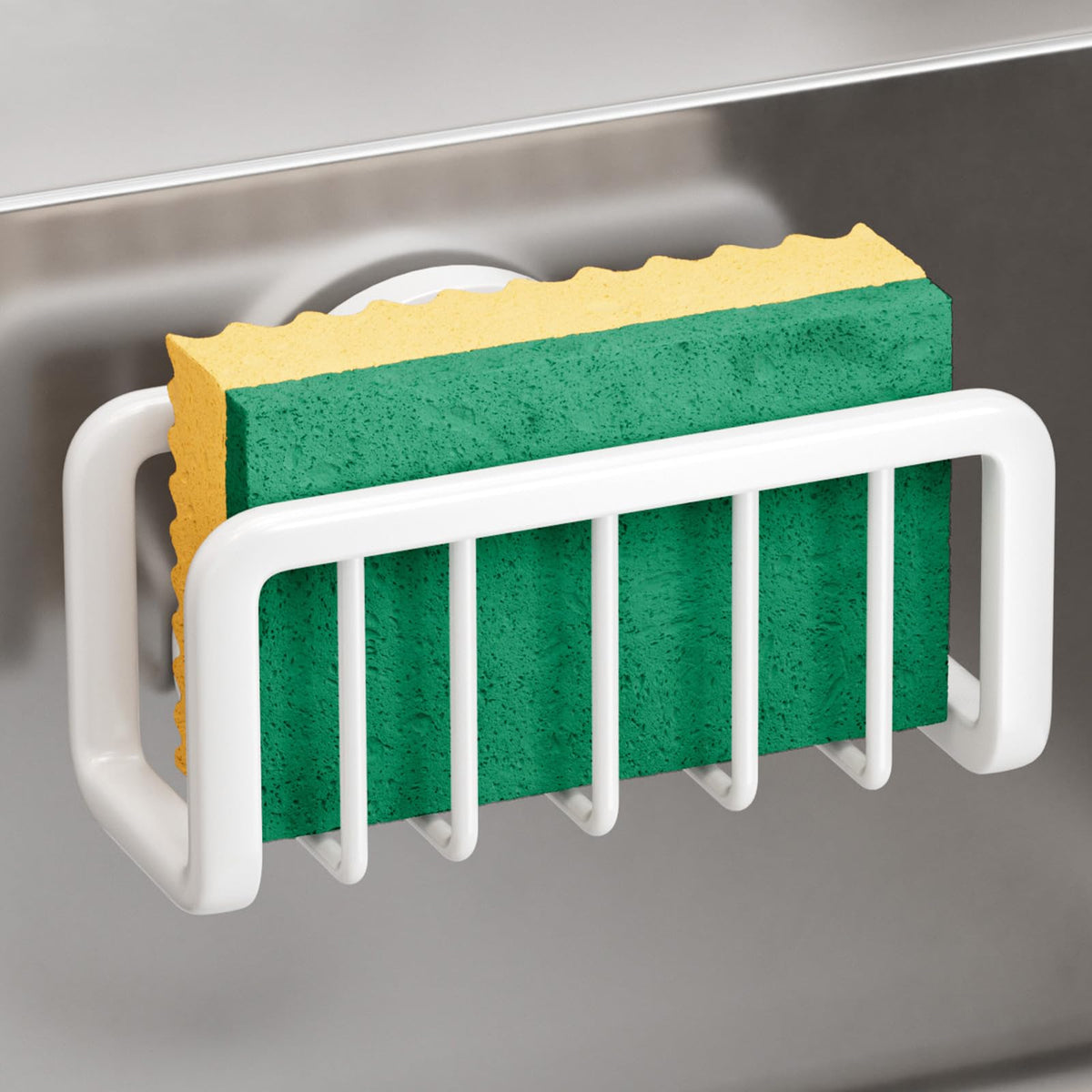 TAILI Silver Sponge Holder for Kitchen Sink with Strong Suction Cup