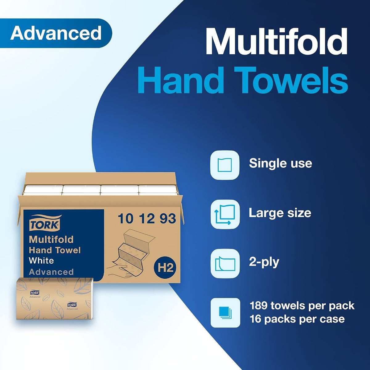 Tork Xpress Soft Multifold Hand Towel White, 16 Packs x 189 Towels, 101293
