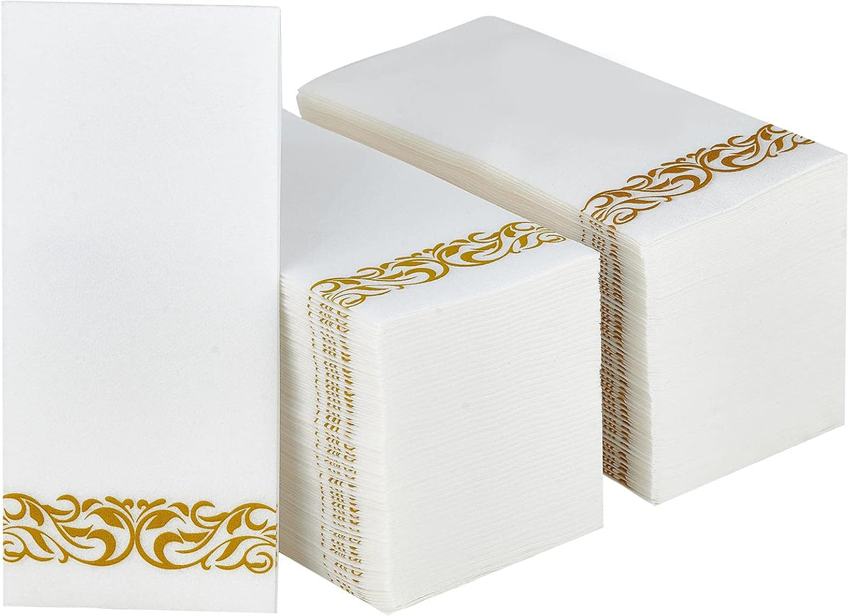 200Pack Guest Towels Disposable Bathroom, Paper Hand Towels, Gold