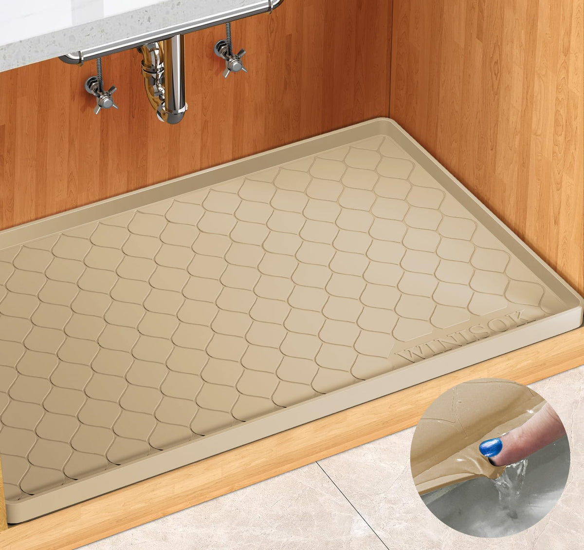 Winisok Waterproof Under Sink Mat 34" x 22", Silicone Mat, Dark Gray