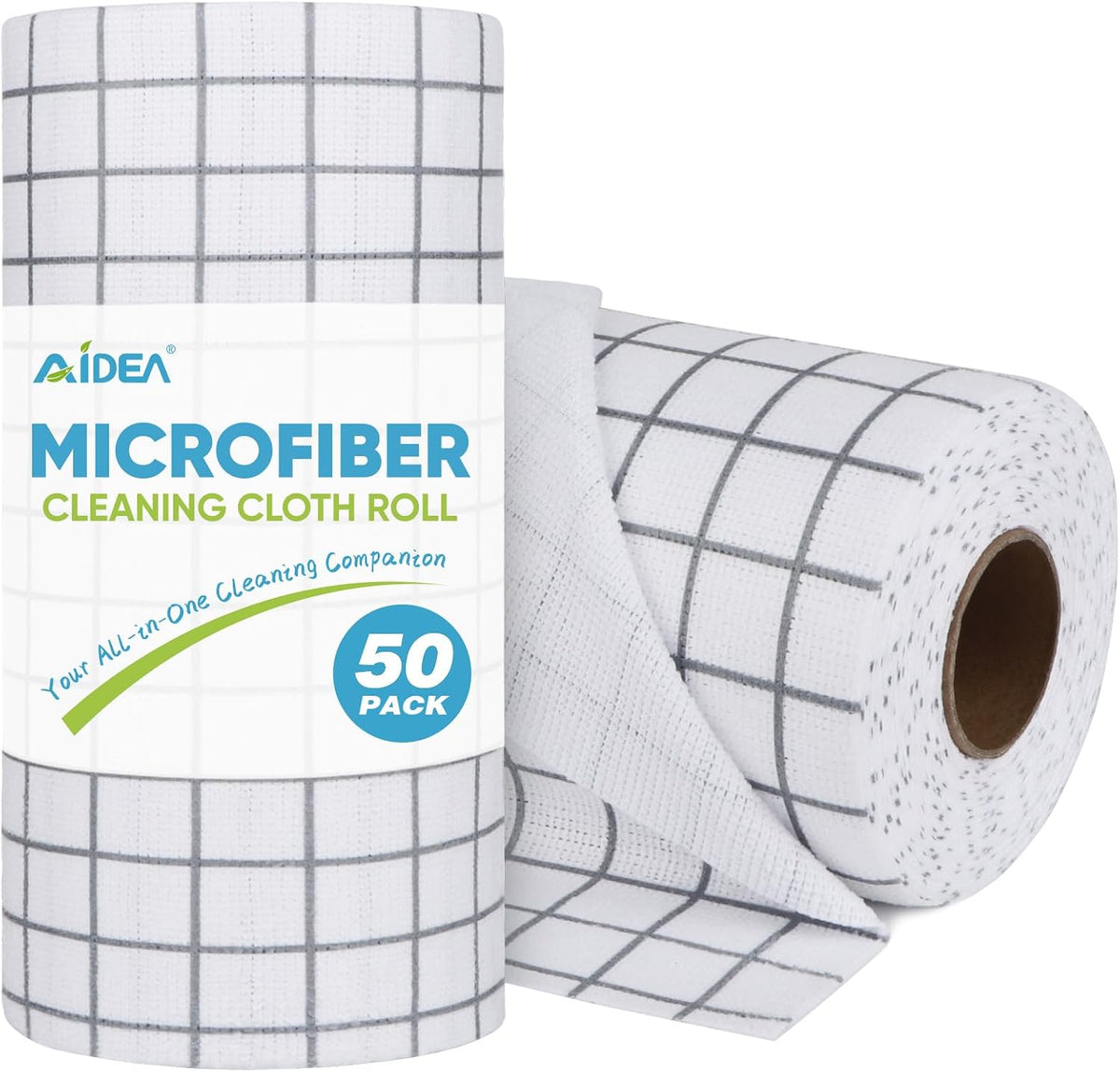 AIDEA Microfiber Cleaning Cloth Roll-50PK, Reusable Paper Towels 11.5×11.5"