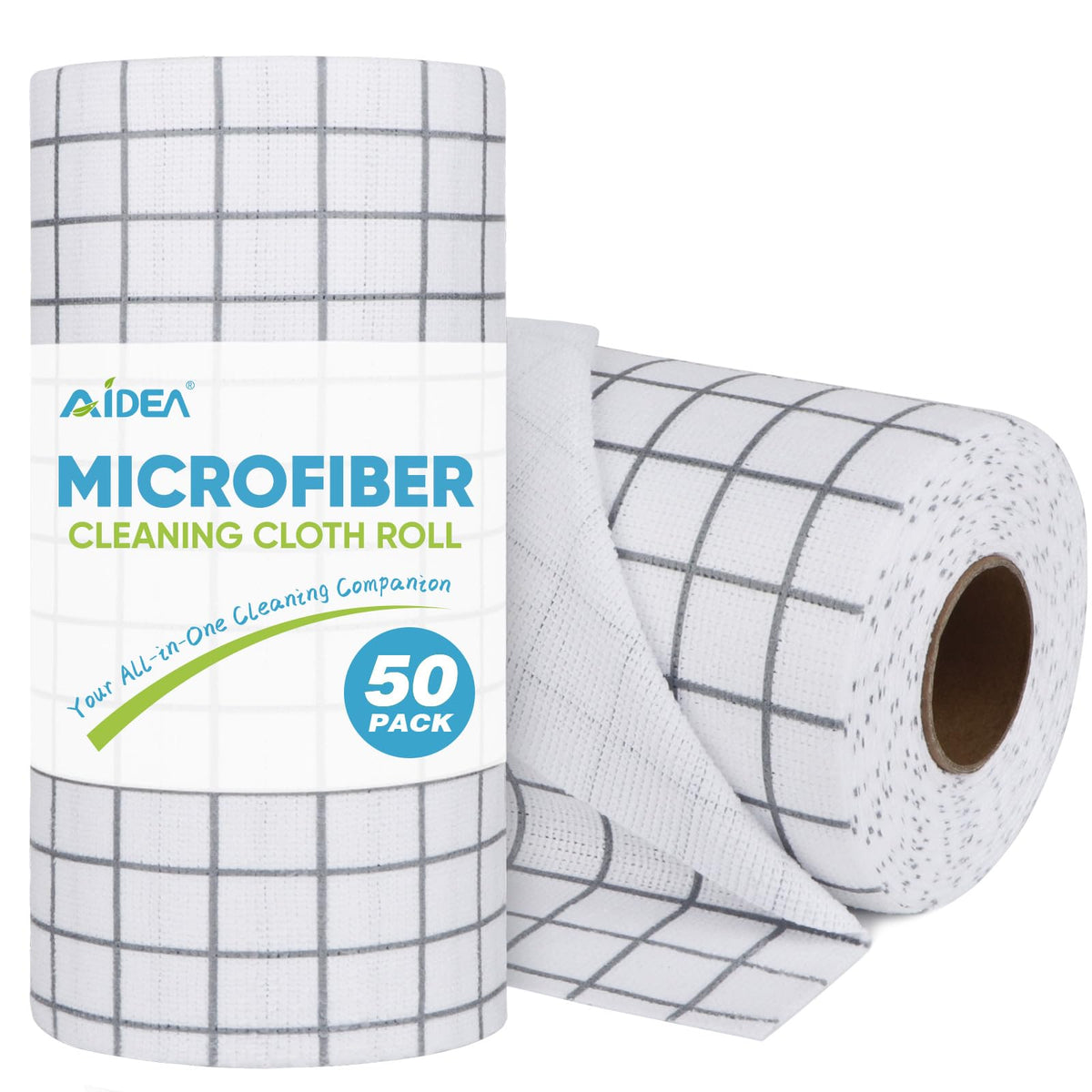 AIDEA Microfiber Cleaning Cloth Roll-50PK, Reusable Paper Towels 11.5×11.5"
