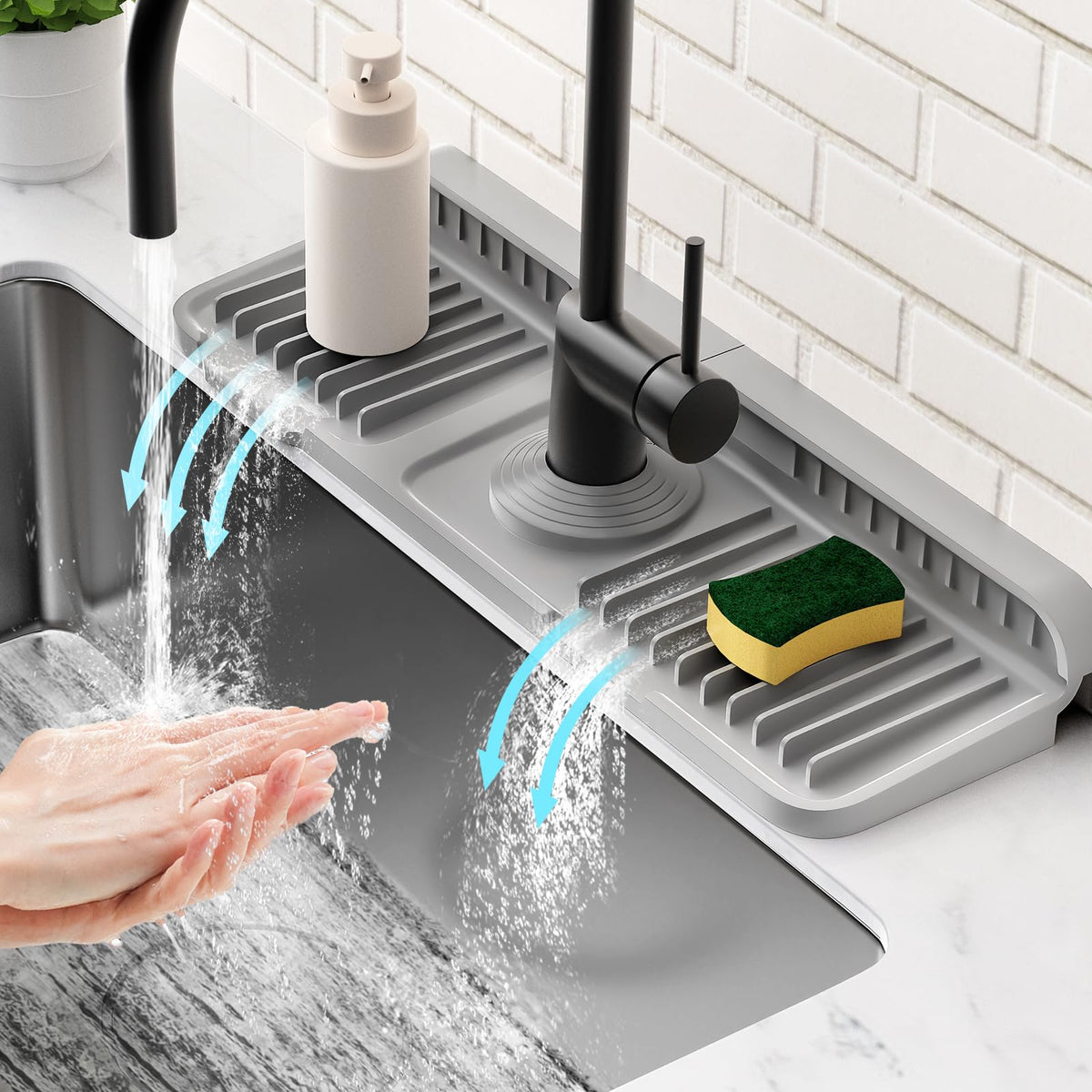 24'' Longer Faucet Mat for Kitchen Sink Water Splash Guard Behind Faucet