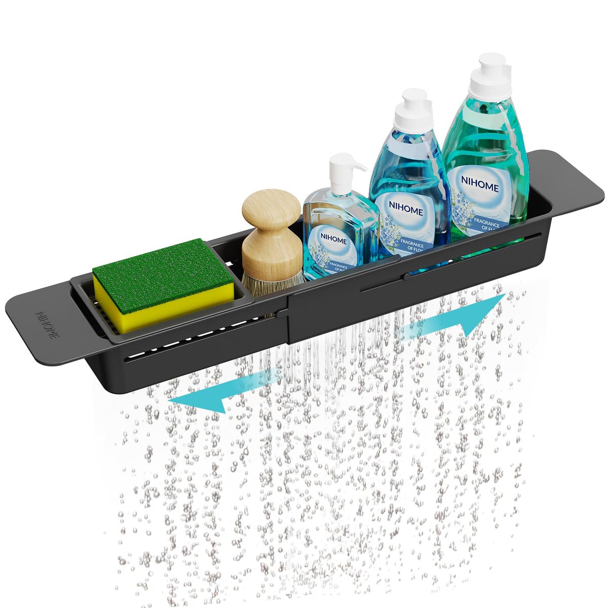 NiHome Extendable Kitchen Sink Caddy, Small Brush Sponge Storage Holder