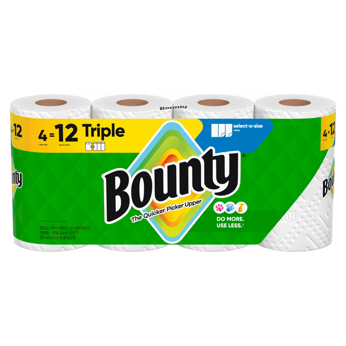 Bounty Paper Towels Select-A-Size, White, 2 Double Plus Rolls = 5 Regular Rolls