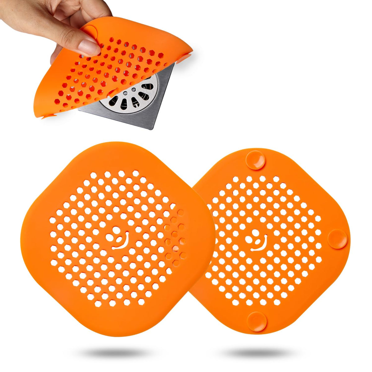 2 Pack Drain Hair Catcher Silicone Bathroom Accessories Shower Drain Protector Sink Drain Strainer Hair Stopper for Shower Kitchen Bathroom Tub Grey