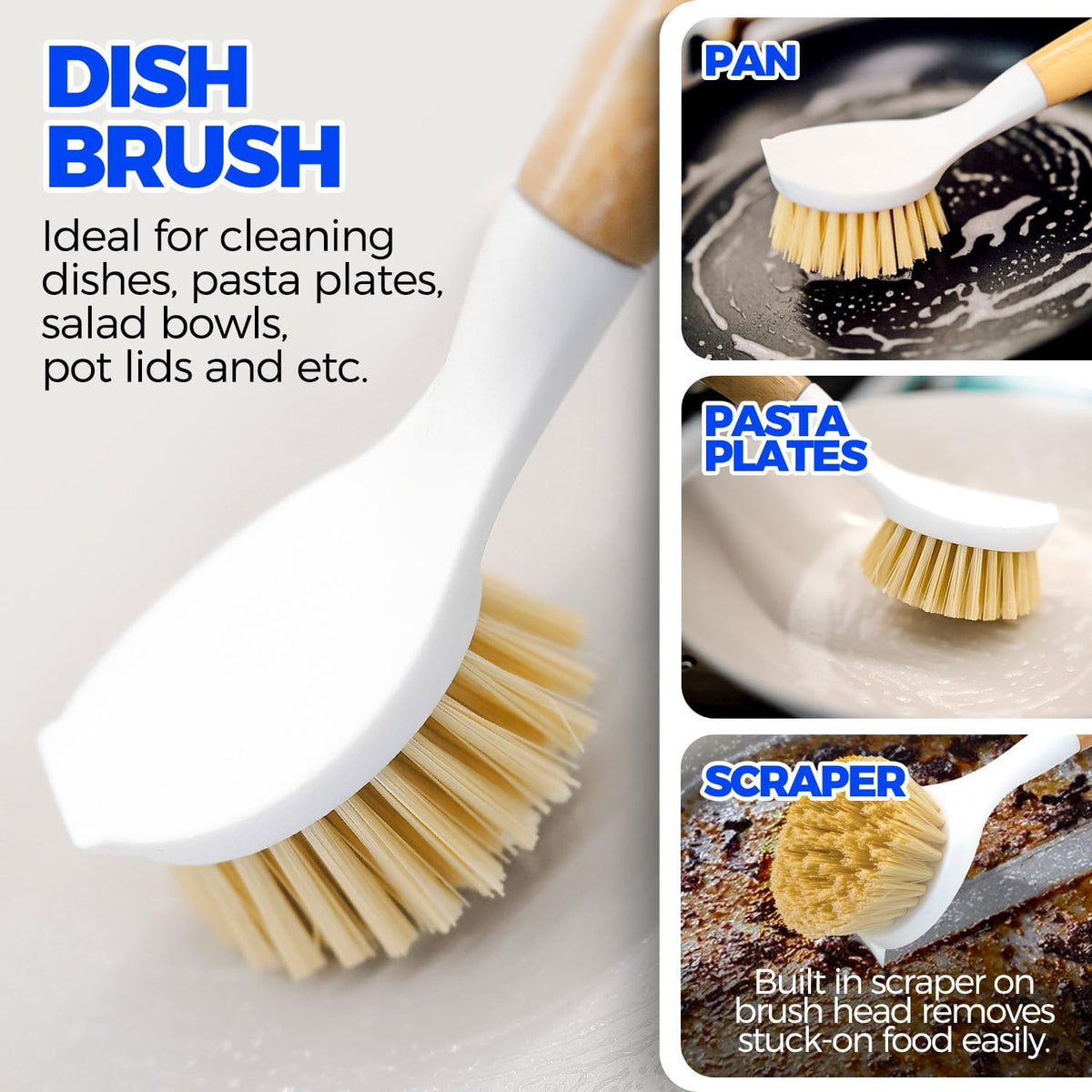 Holikme 6 Pack Dish Brush with Bottle Brush Scrub Brush Straw,Yellow