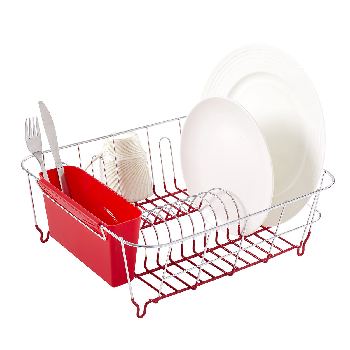 Sweet Home Collection 2 Piece Dish Drying Rack Set Drainer with Utensil Holder Simple Easy to Use Fits in Most Sinks, 14.5" x 13" x 5.25", Black