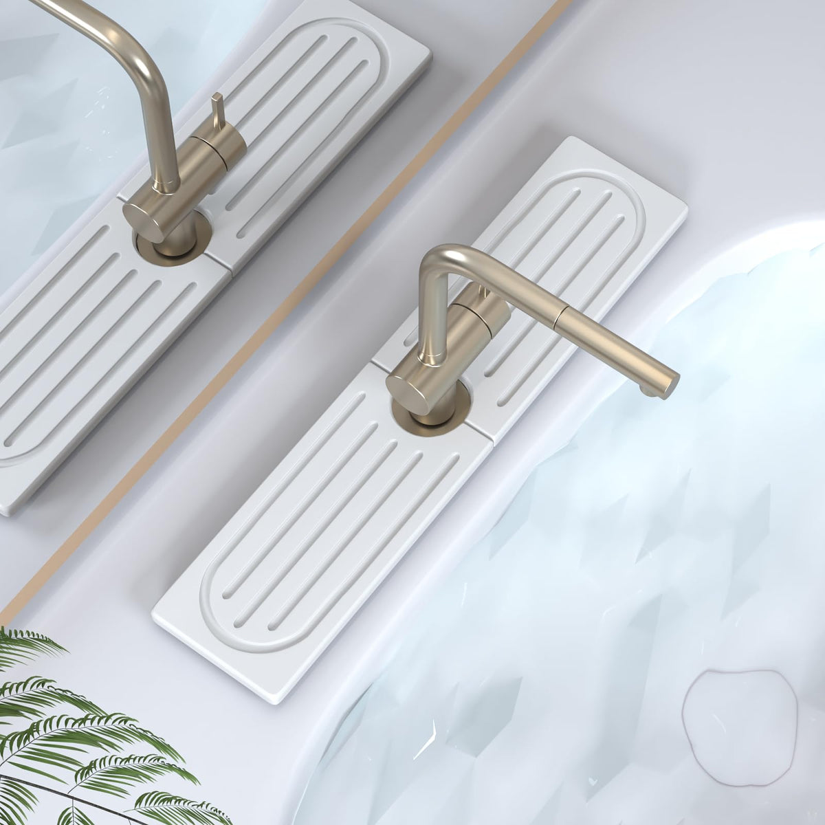 Fast Drying Stone Faucet Mat for Kitchen Sink with Raised Feet, Water Absorbent Diatomite Stone Sink Tray, Faucet Sink Splash Guard, Prevents Moisture Buildup, Durable Protector for Bathroom Counter