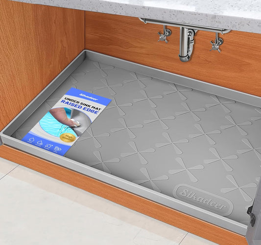 SIKADEER Waterproof Under Sink Mat 34" x 22", Silicone Mat Kitchen liner