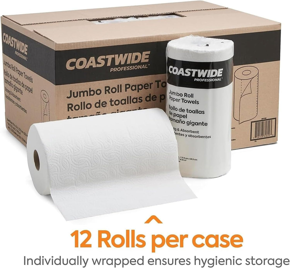 Coastwide Professional Jumbo Kitchen Paper Towels, 2-Ply, 12-Pack