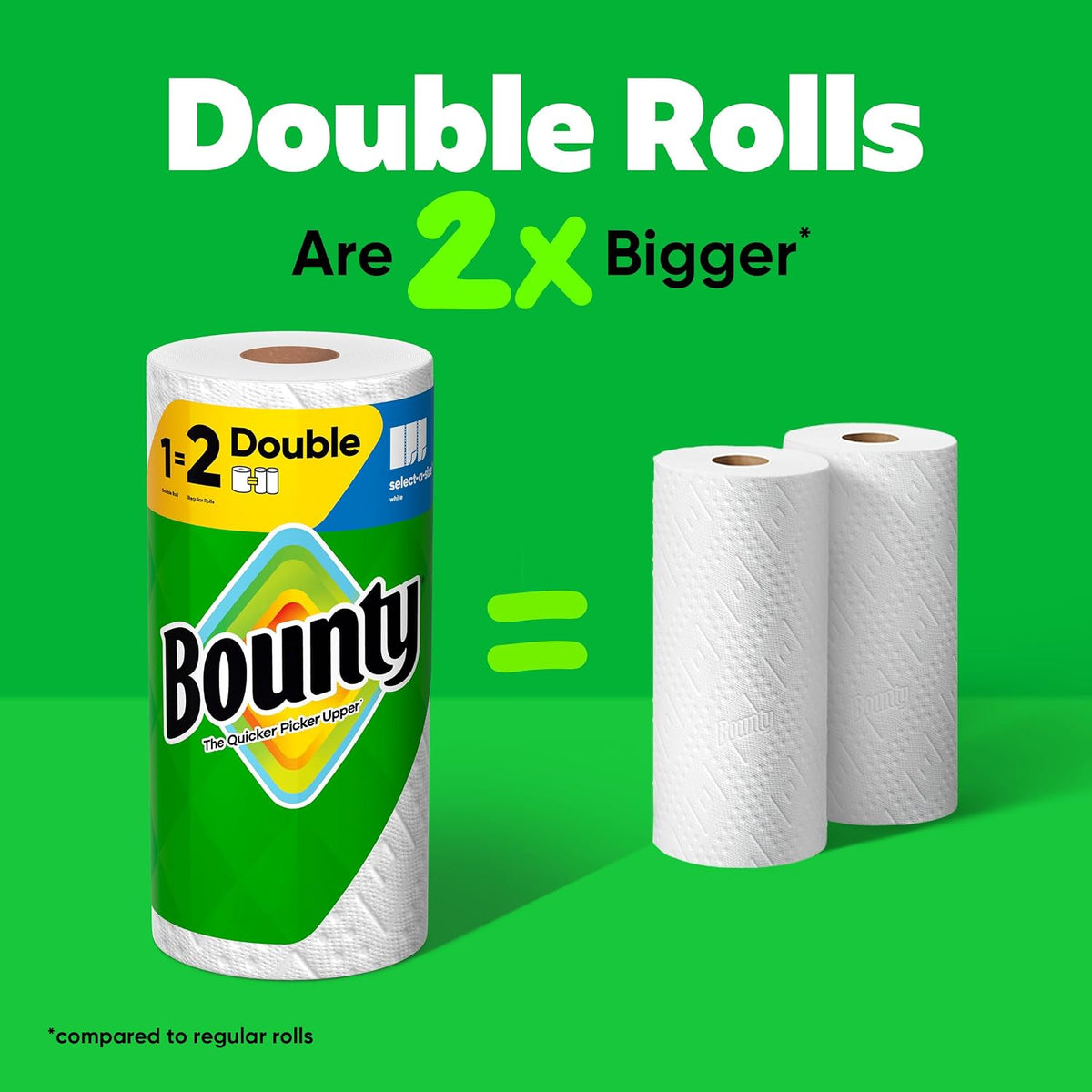 Bounty Paper Towels Select-A-Size, White, 2 Double Plus Rolls = 5 Regular Rolls