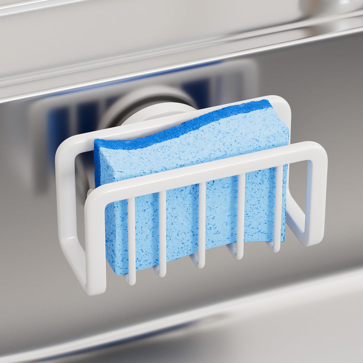 TAILI 4-in-1 Sink Caddy for Kitchen Sink with Strong Suction Cup-Silver