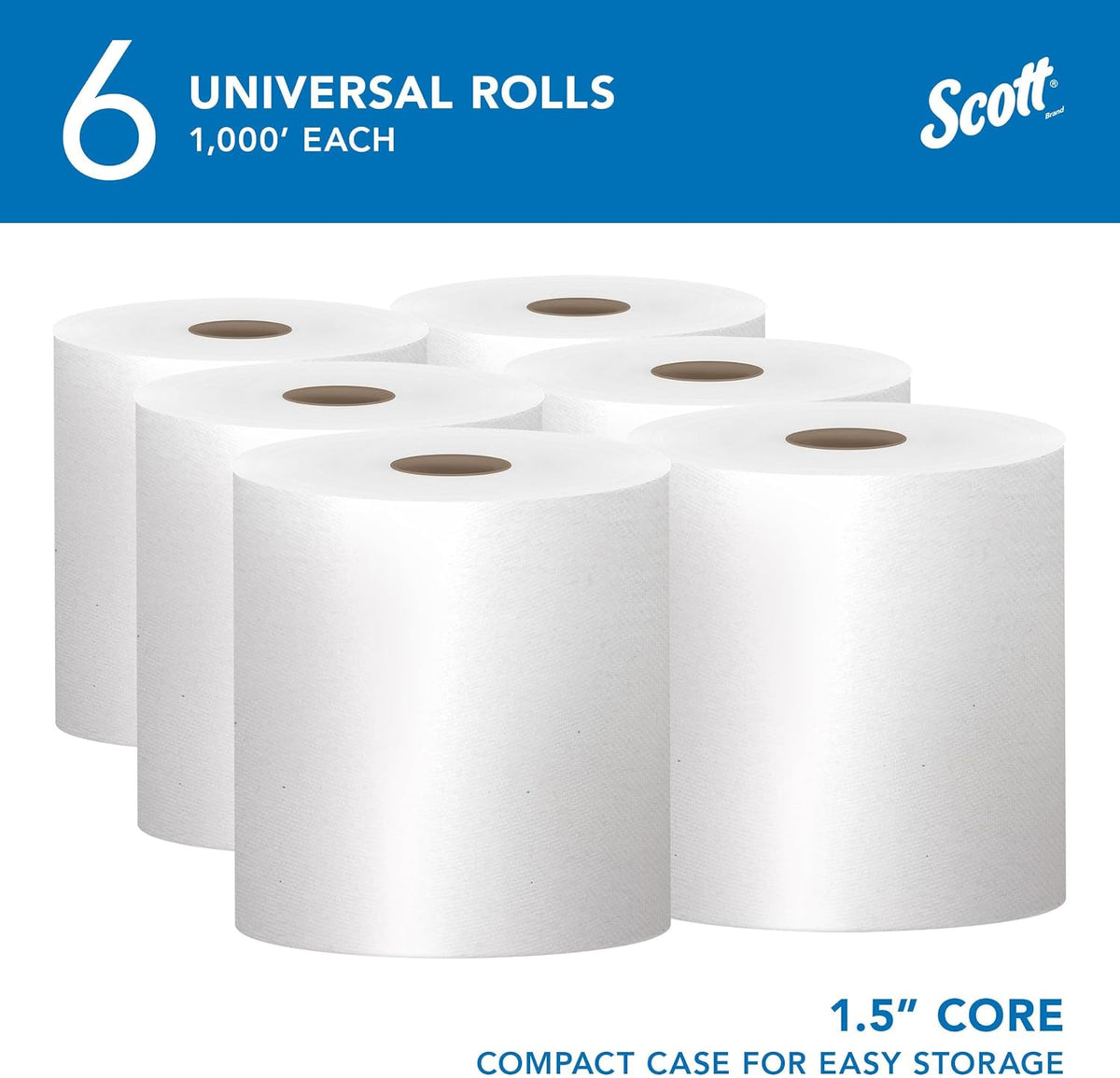 Scott Professional Hard Roll Paper Towels, Bulk, 6 Rolls x 1000' (01005)