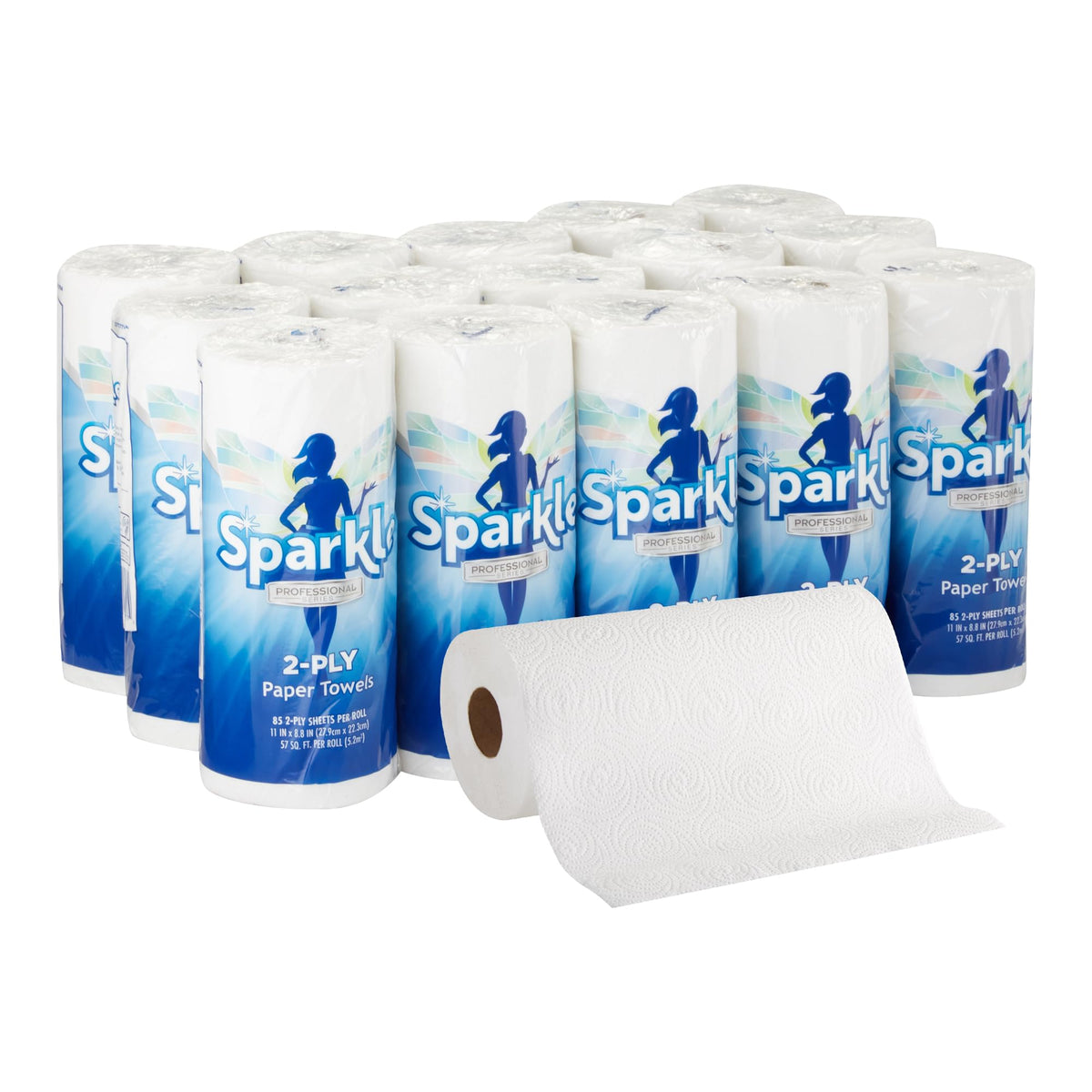 Sparkle Professional Series by Georgia-Pacific PRO 2-Ply Perforated Kitchen Paper Towel Rolls, Individually Wrapped, White, 11” x 8.8” (LxW), 70 Sheets/Roll, 30 Rolls/Case, 2717201