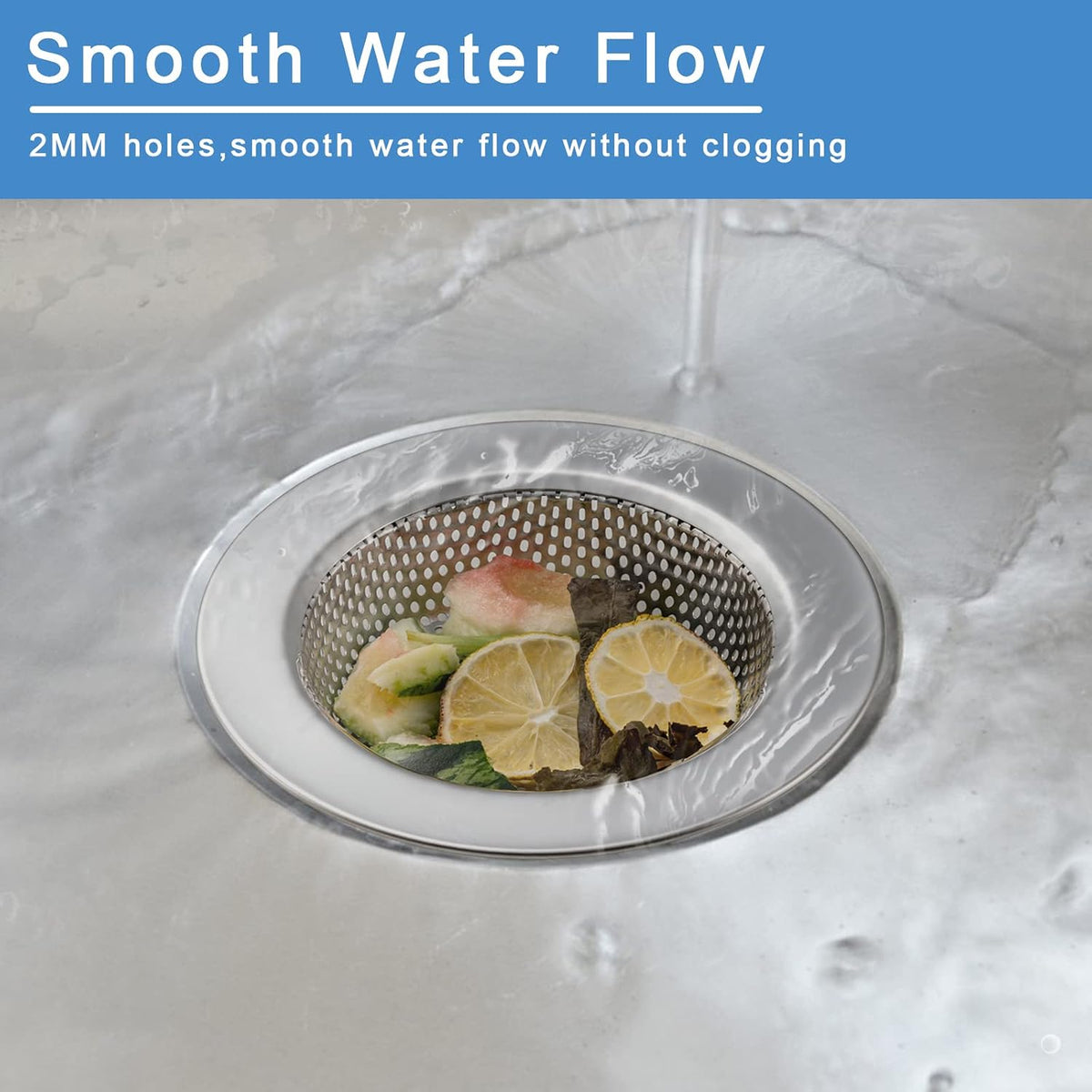 2 Pcs Sink Strainer Double-Layer Safe Design for Kitchen Sink Drain Basket