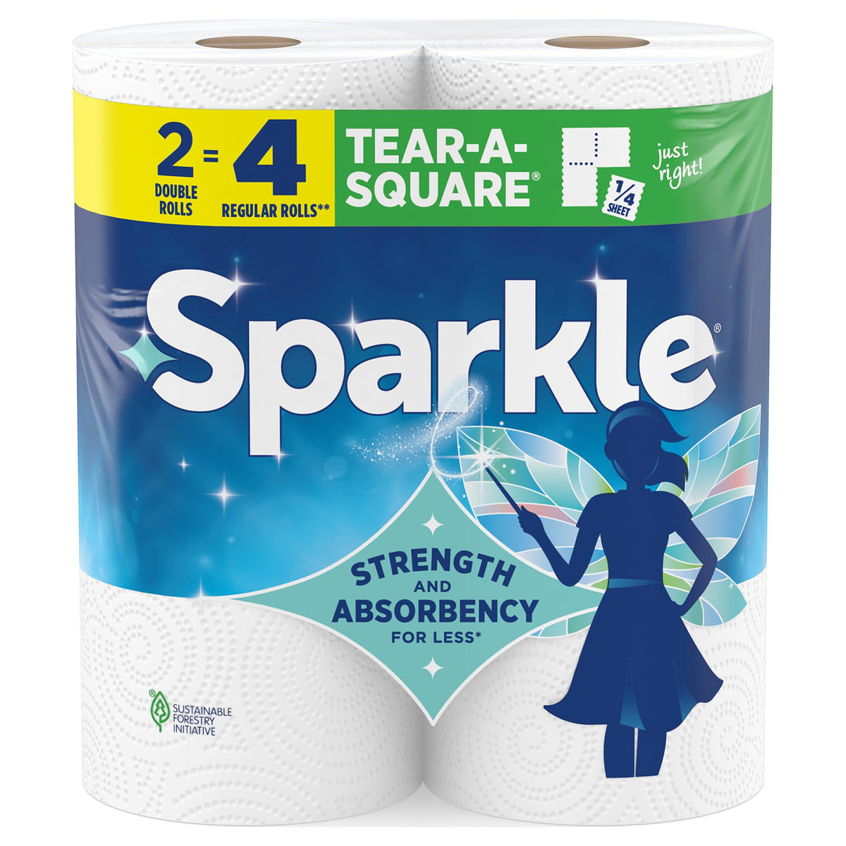 Sparkle Tear-A-Square Kitchen Paper Towels, 2 Double Rolls, 220 Sheets