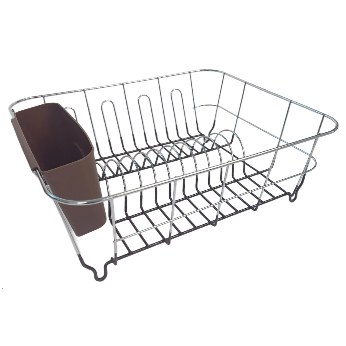 Sweet Home Collection 2 Piece Dish Drying Rack Set Drainer with Utensil Holder Simple Easy to Use Fits in Most Sinks, 14.5" x 13" x 5.25", Black