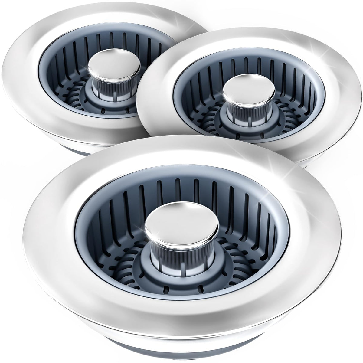 zaa 3 in 1 Kitchen Sink Drain Strainer Stopper Removable Basket Pop-Up