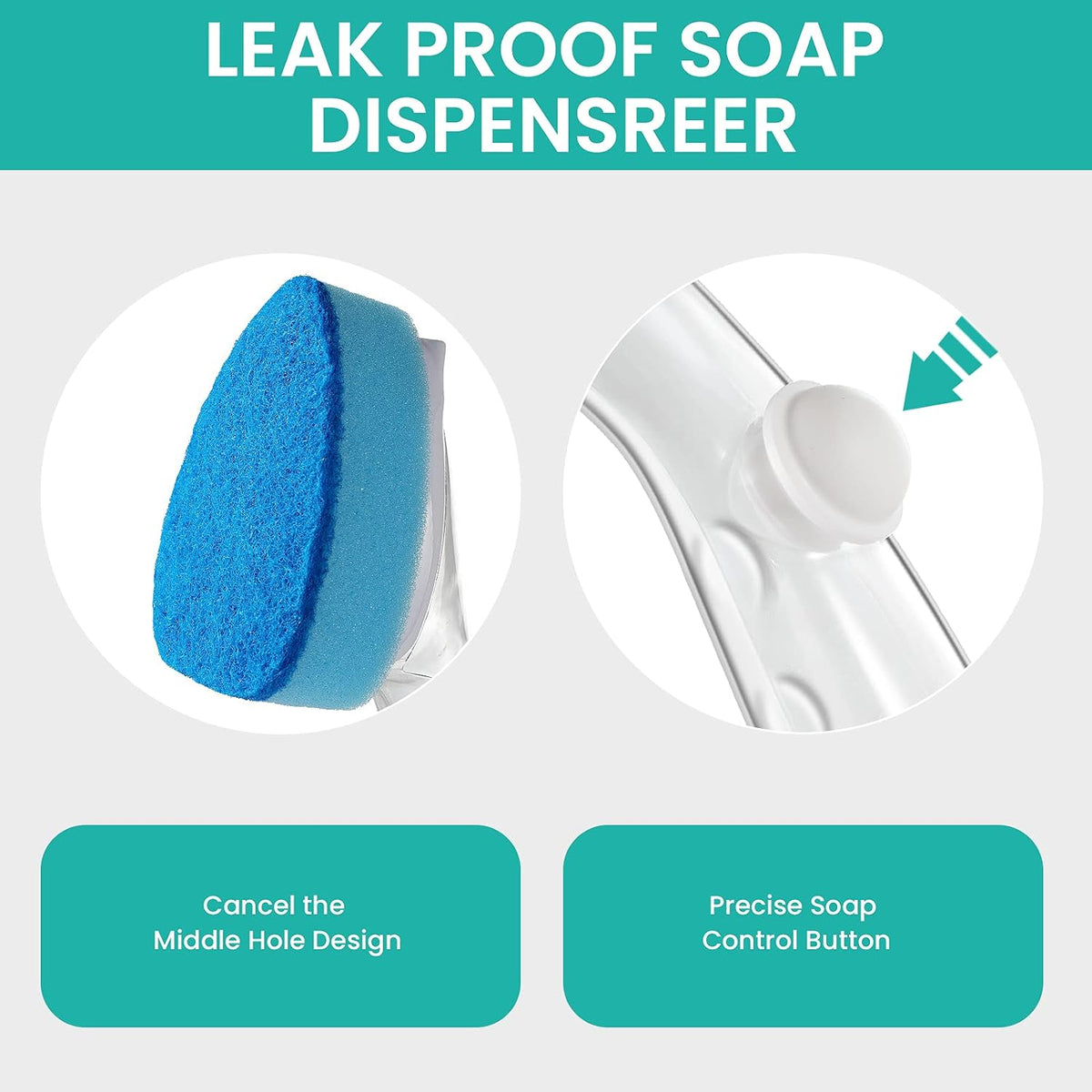 Dishwand Refill with Handle, Non Scratch Dish Wand Replacement Sponge Heads