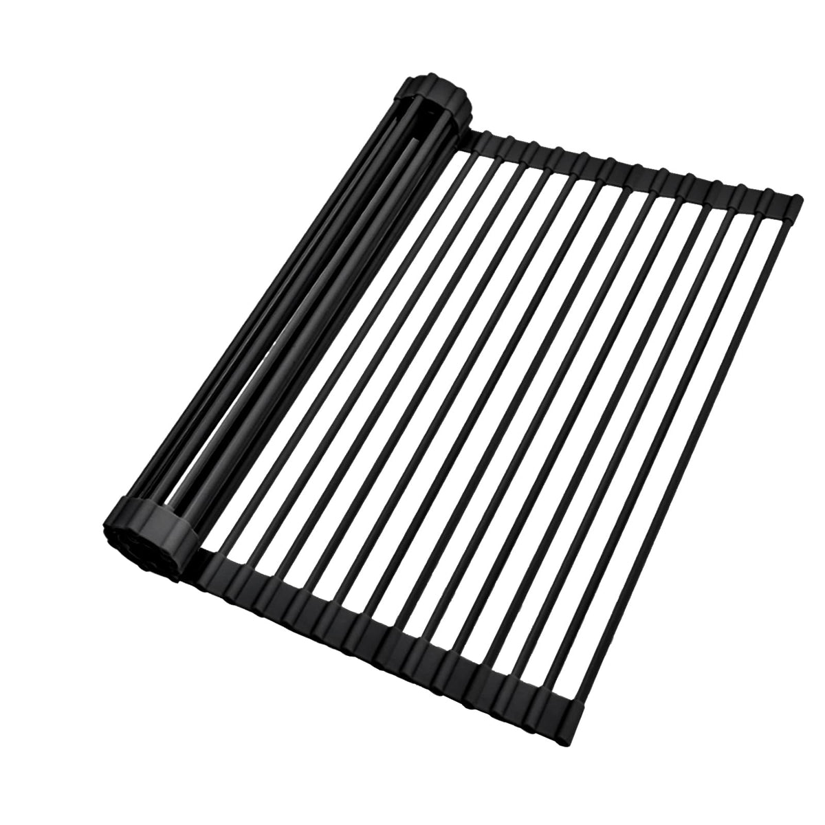 Ohuhu Corner Sink Caddy, Sponge Holder for Kitchen Sink Organizer - Silicone Wrapped Steel Anti Slip Rust Triangle Over the Sink Roll-UP Dish Drying Rack for Sink Corner Kitchen Sink Accessories
